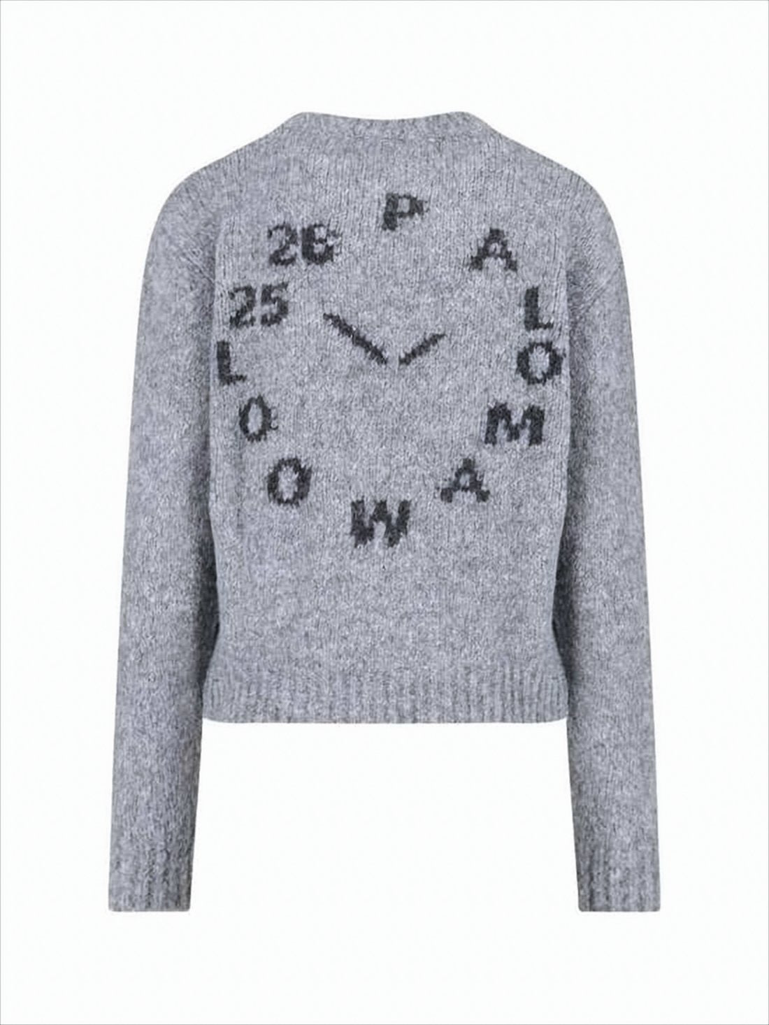 Cropped Knit Sweater with Clock-Inspired Design