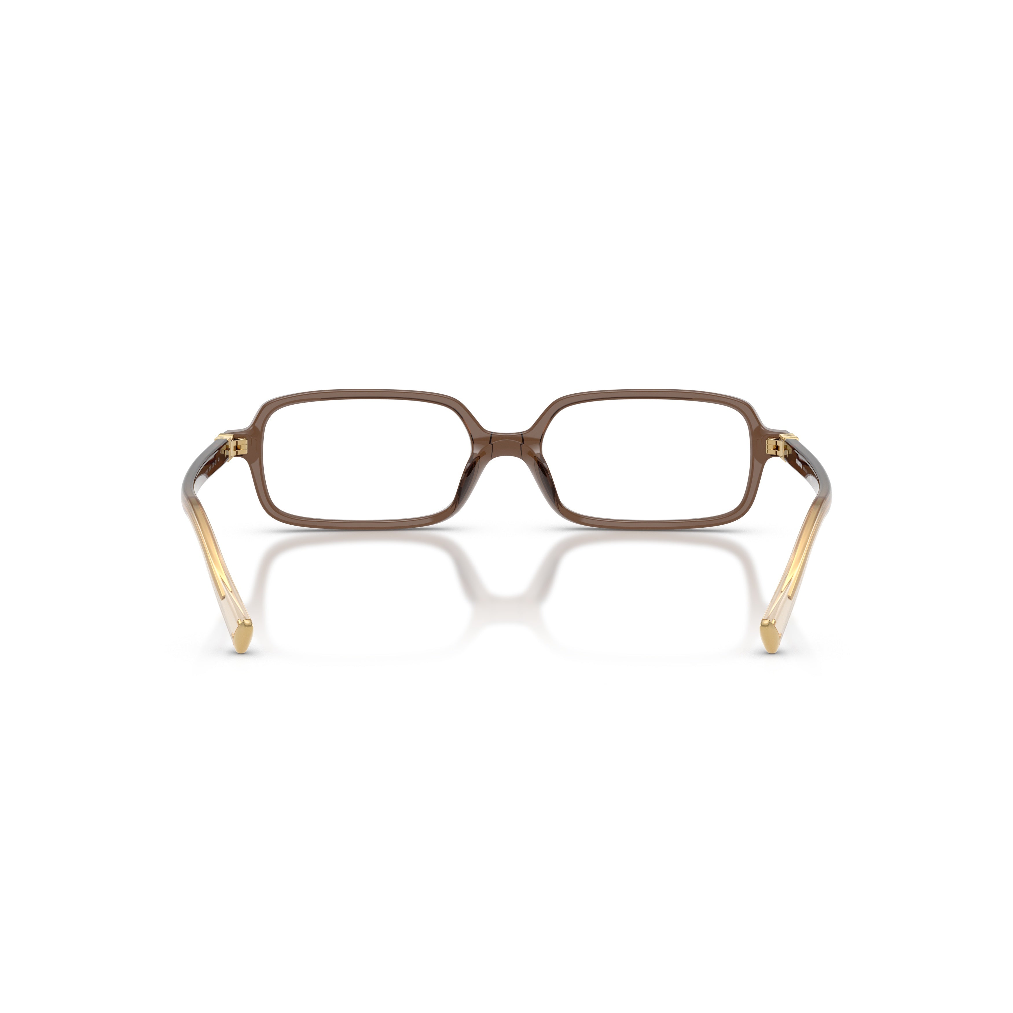 0mu 01yv Translucent Brown Acetate Rectangular Eyeglasses