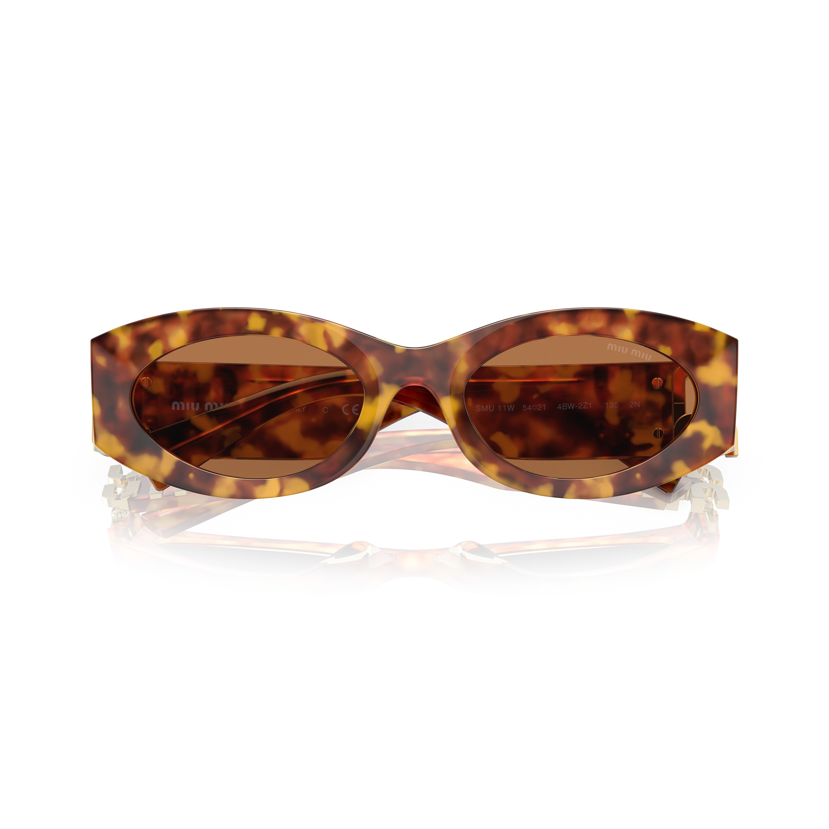 0mu 11ws Oval Tortoiseshell Sunglasses