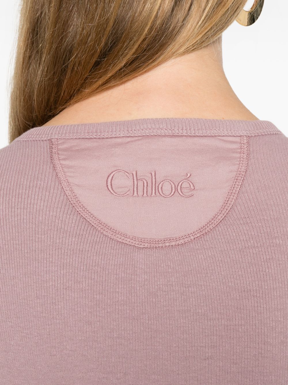 Soft Ribbed Long-Sleeve Top With Button Placket