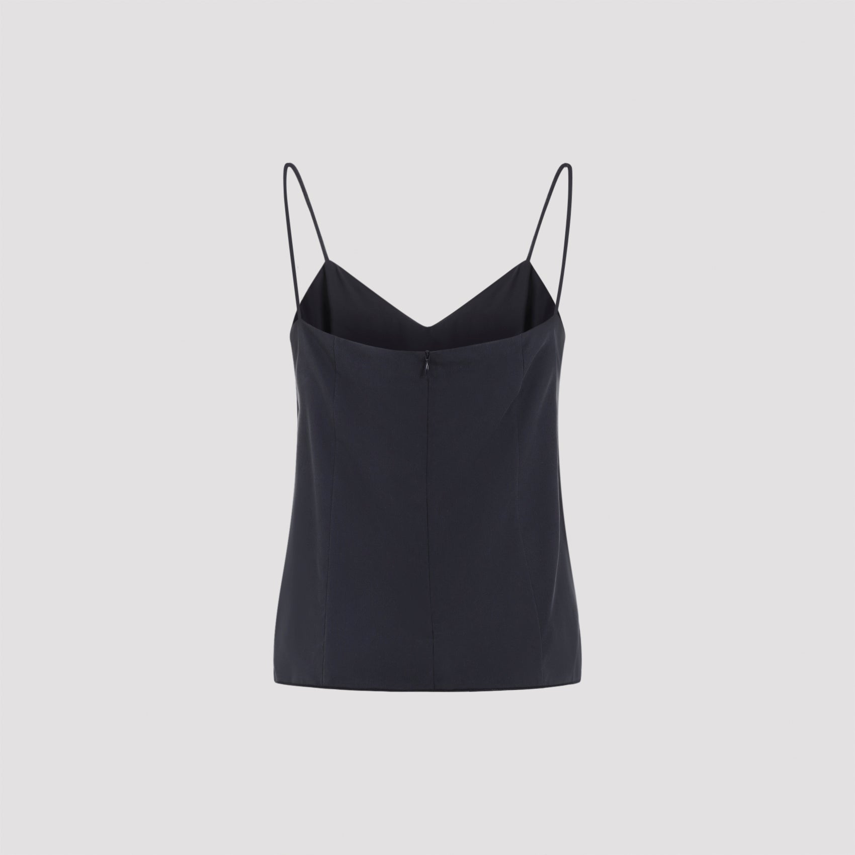 Silk V-Neck Top With Spaghetti Straps