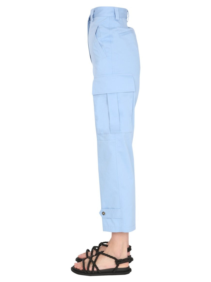 Cropped Cargo Pants With Buttoned Hem