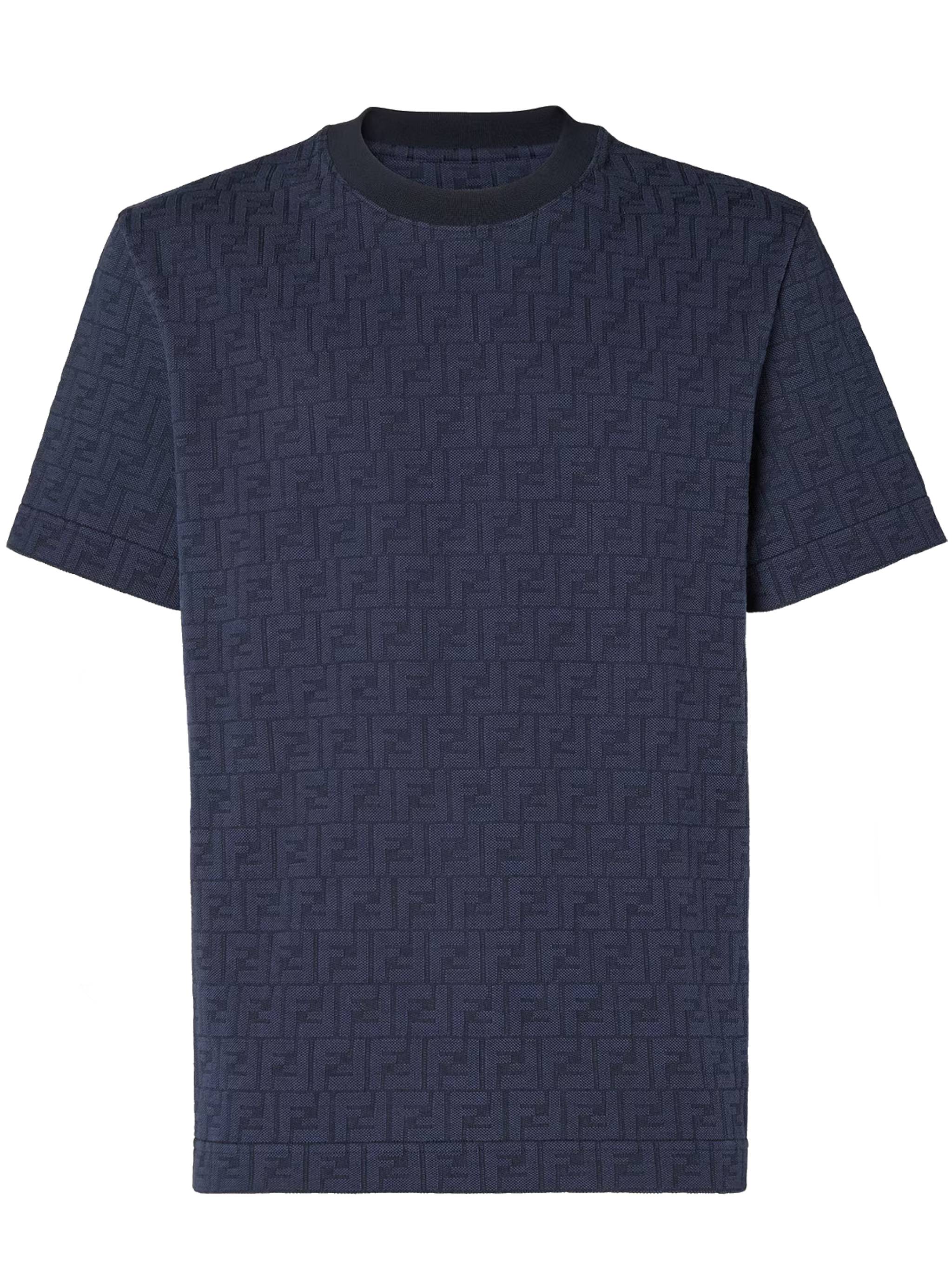 Short-Sleeved T-Shirt with Textured Pattern and Ribbed Collar