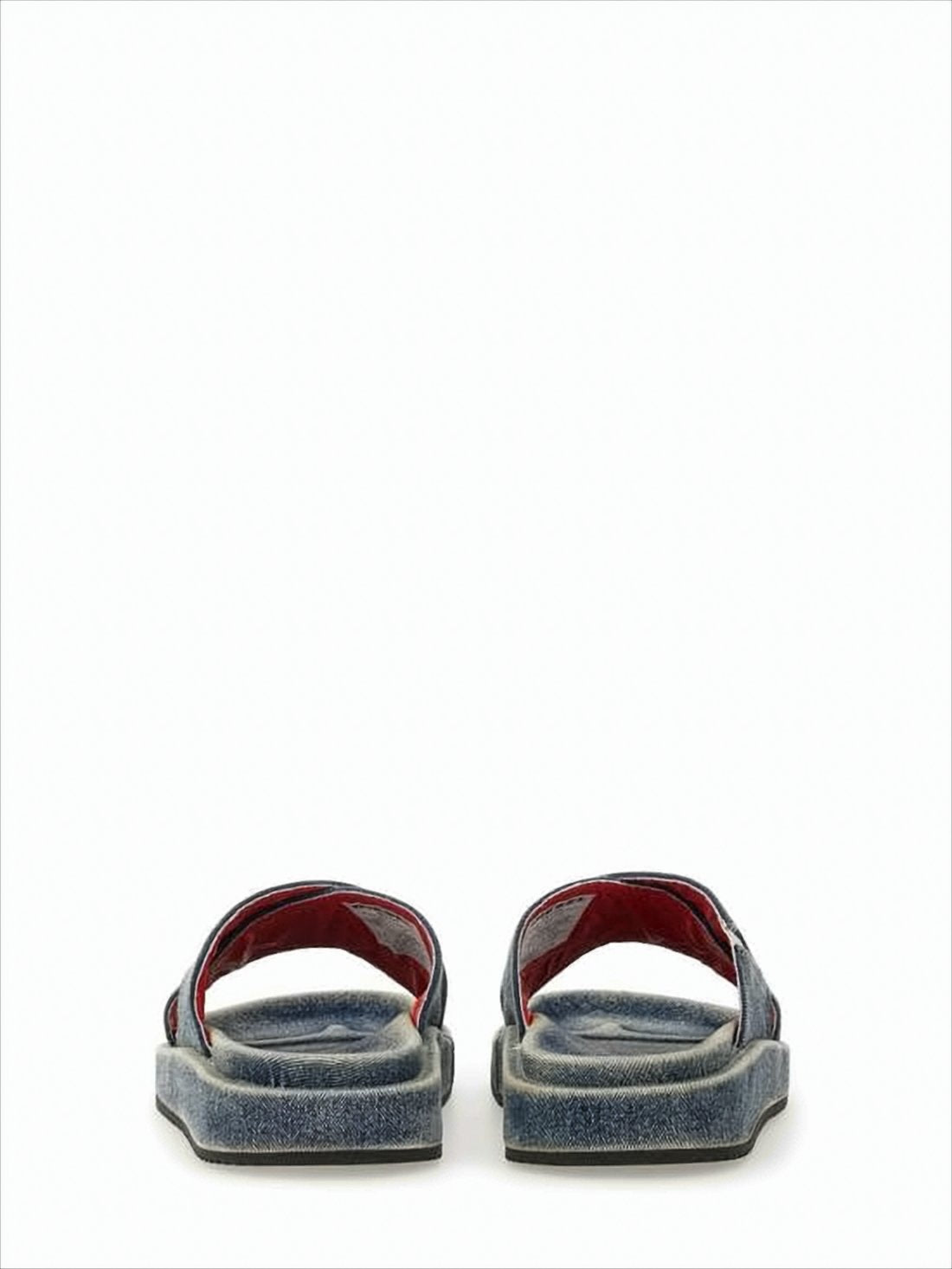 Denim-Textile Slip-On Mules with Vintage Wash Effect