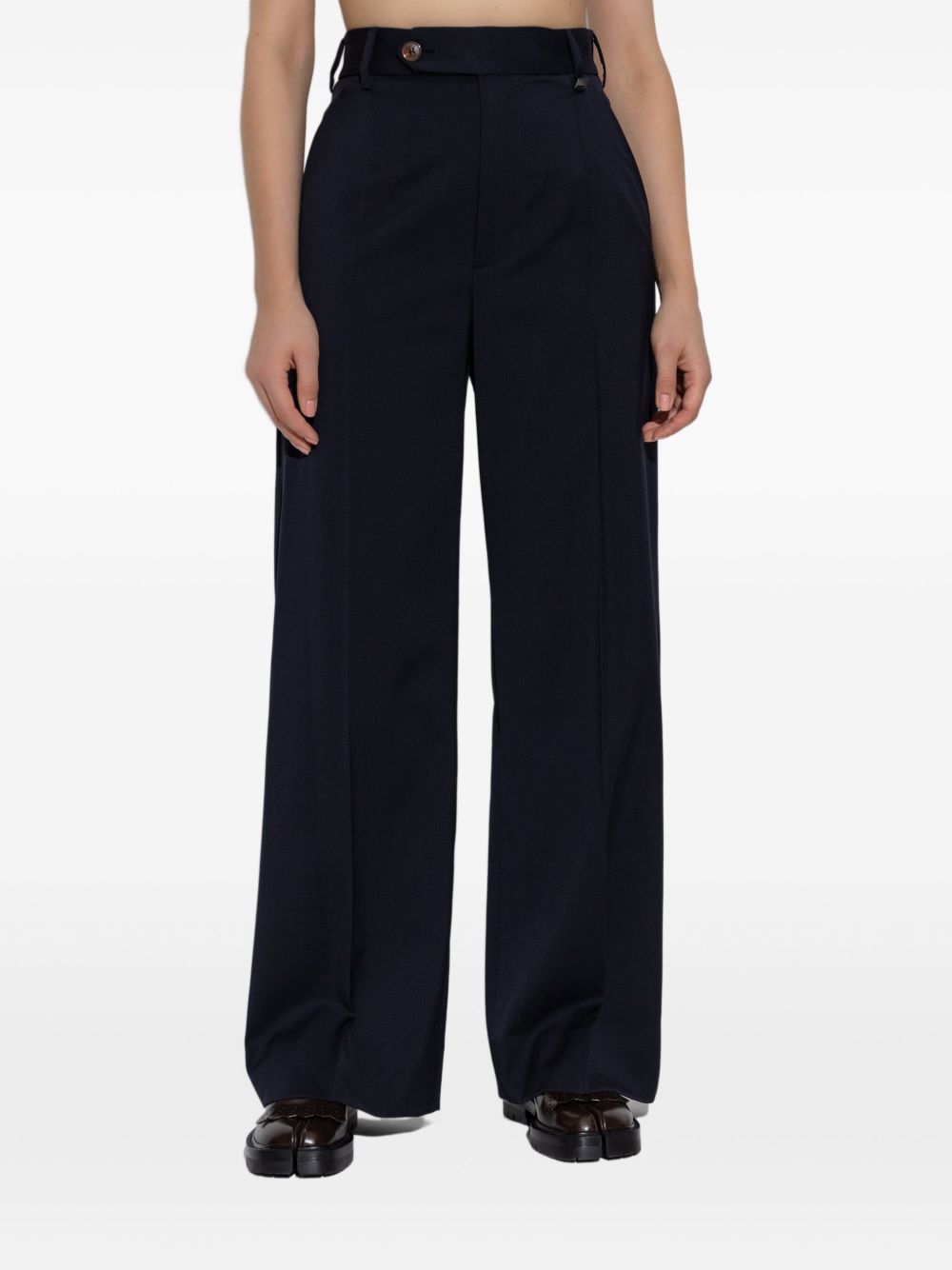 Navy Blue Wide-Leg Trousers