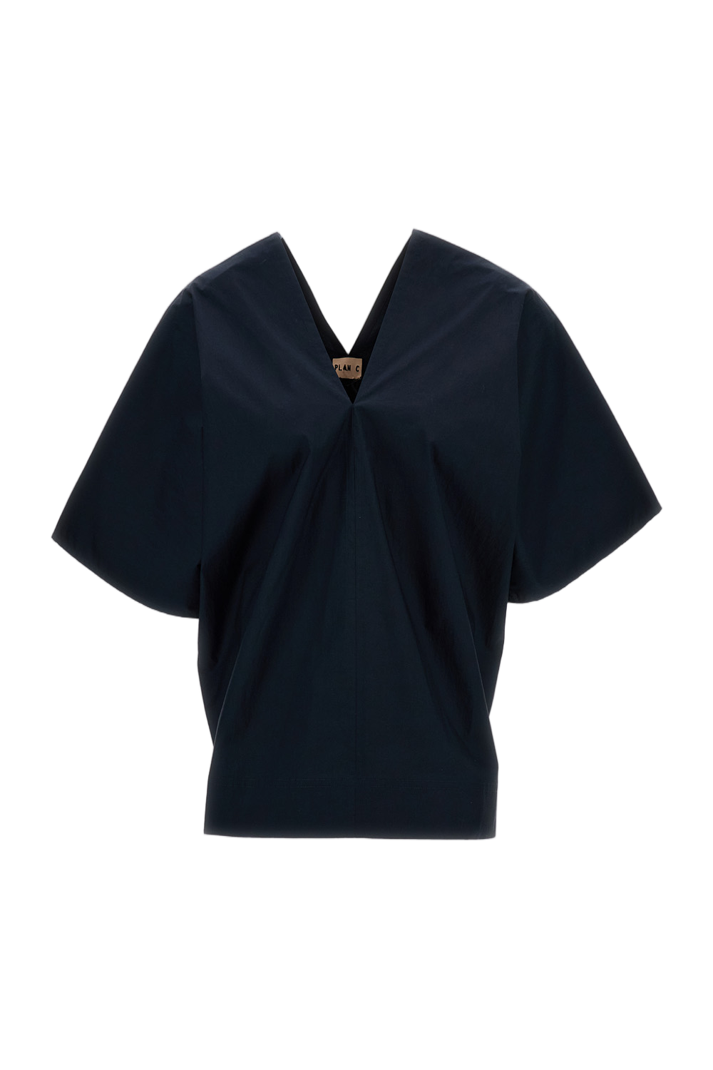 V-Neck Cotton Top with Wide Short Sleeves