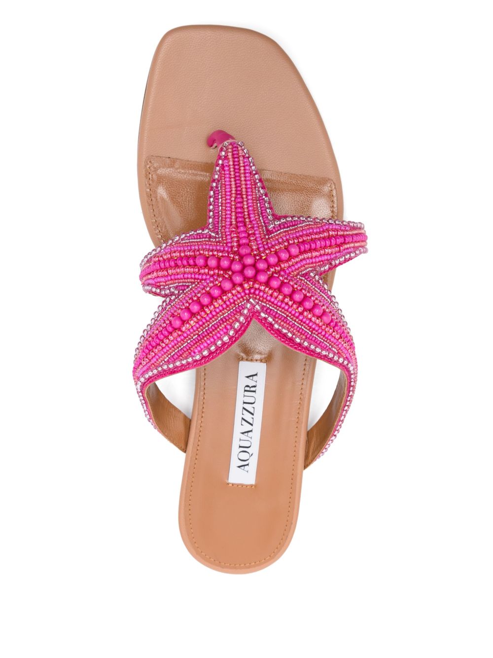 Bead-Embellished Fuchsia Pink Flat Sandals