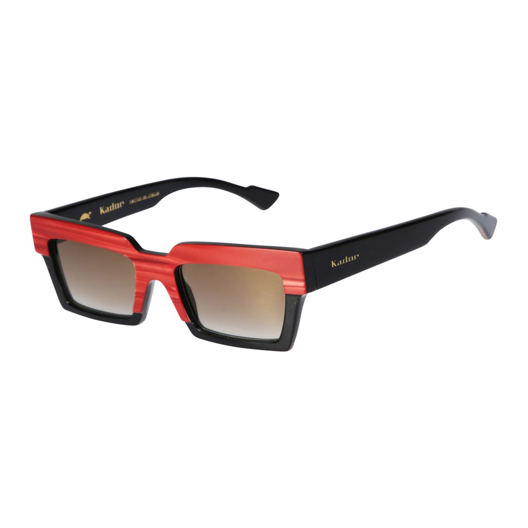 Smart Rectangular Sunglasses with Bold Red and Black Frame