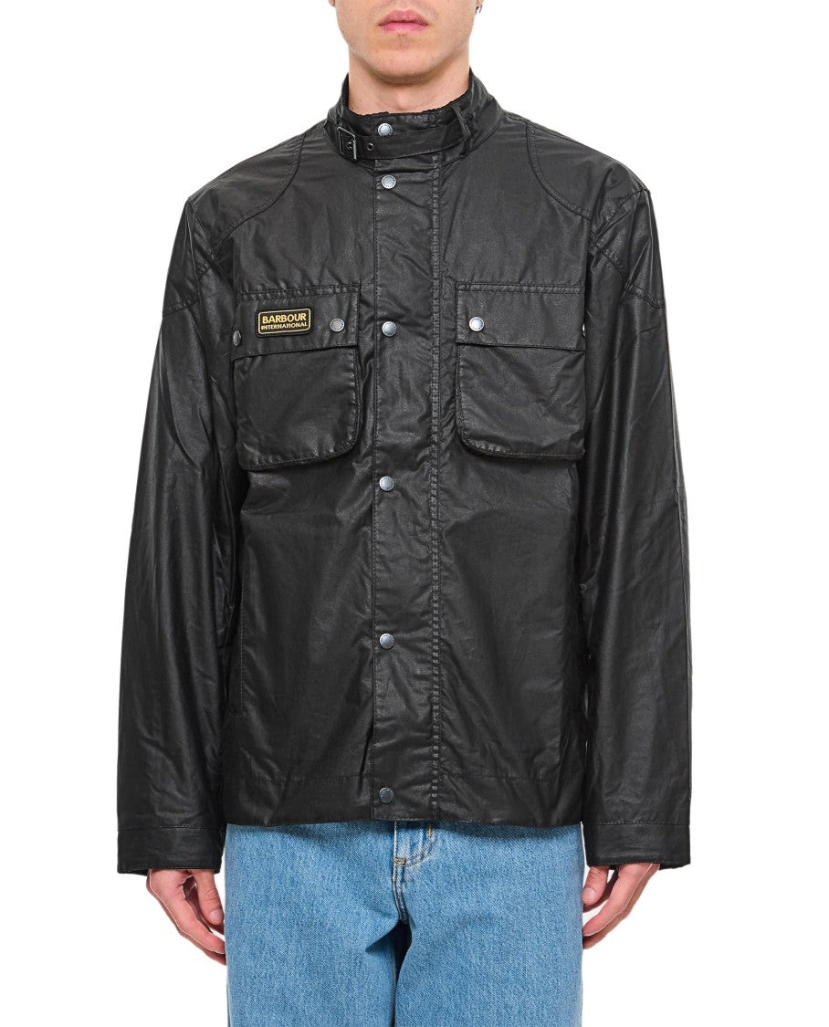 Functional Black Jacket With Press Button