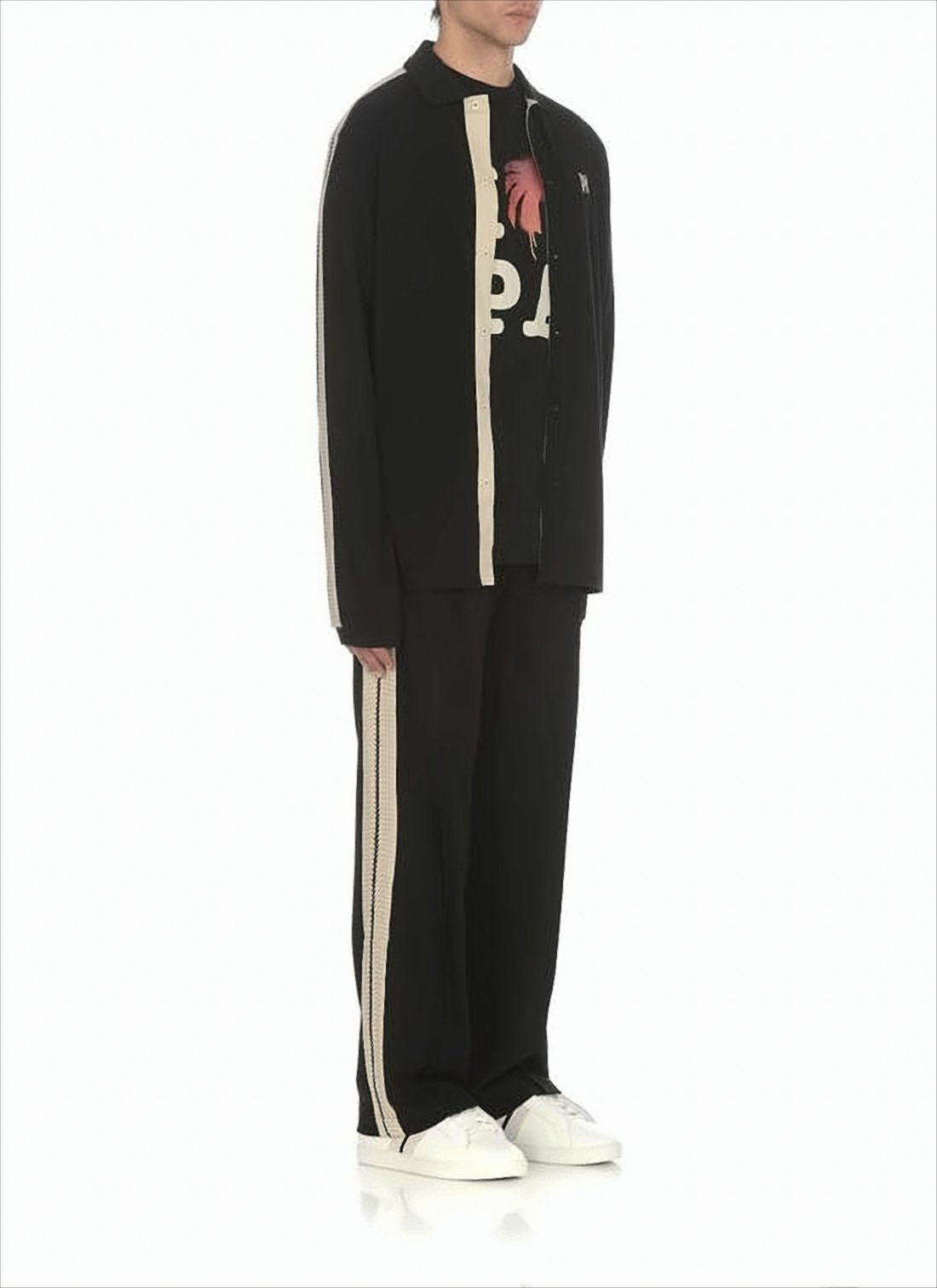 Contrasting Stripe Cotton Jacket with Classic Collar
