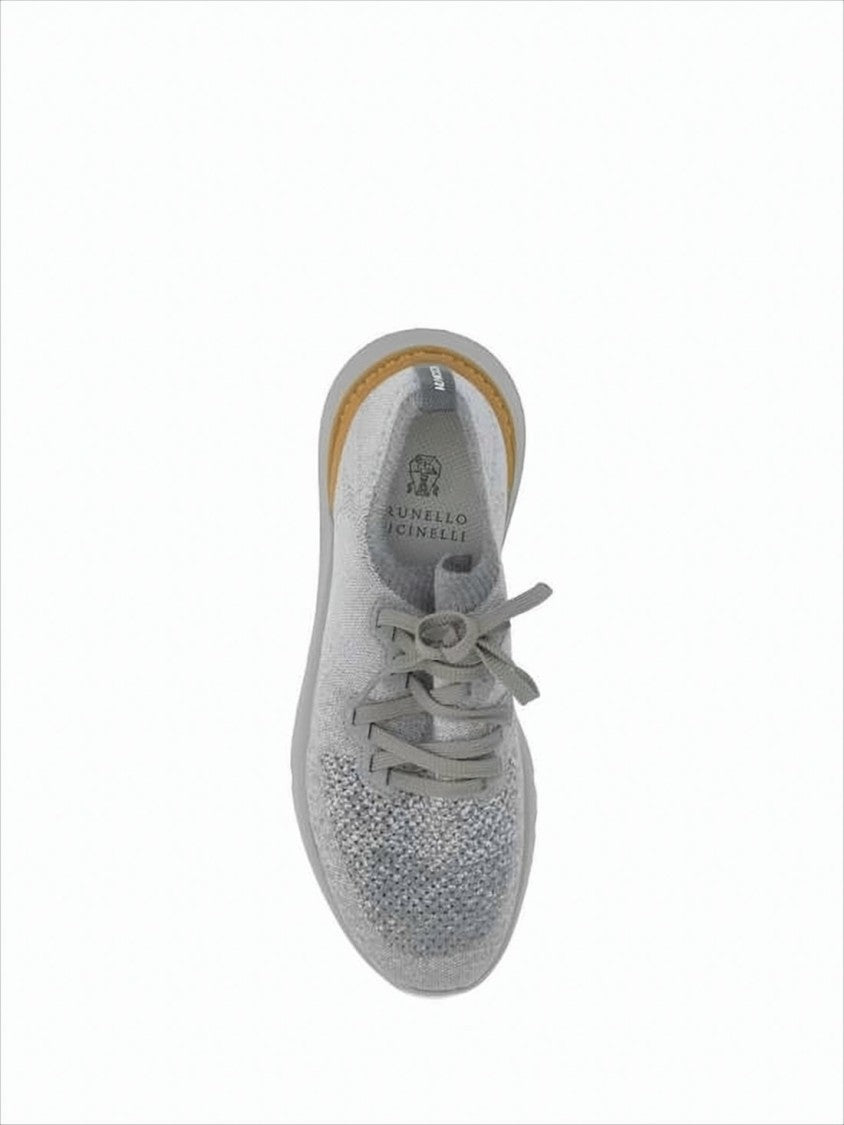 Knitted Grey Sneakers with Cushioned Sole
