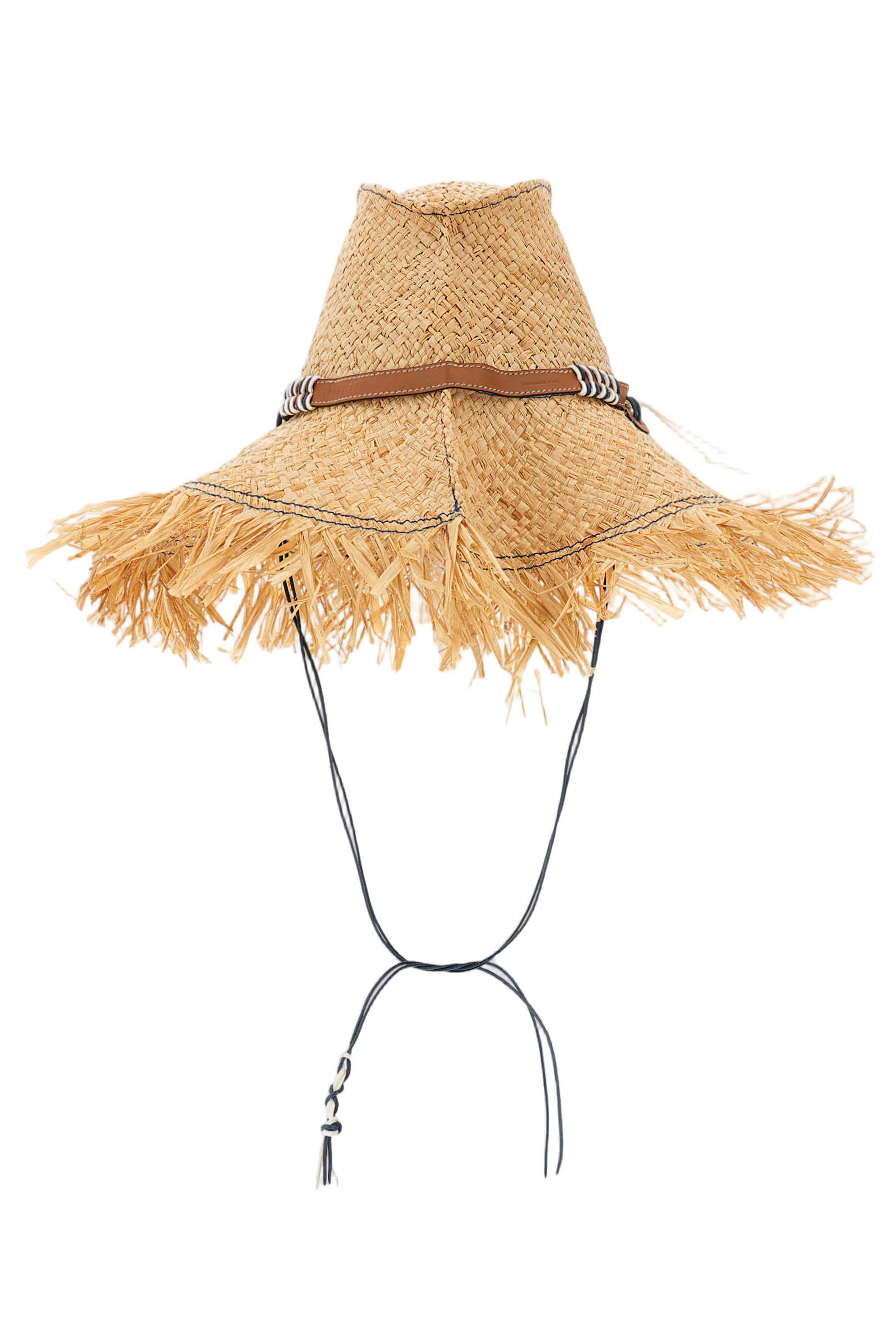 Raffia Hat With Leather Accents