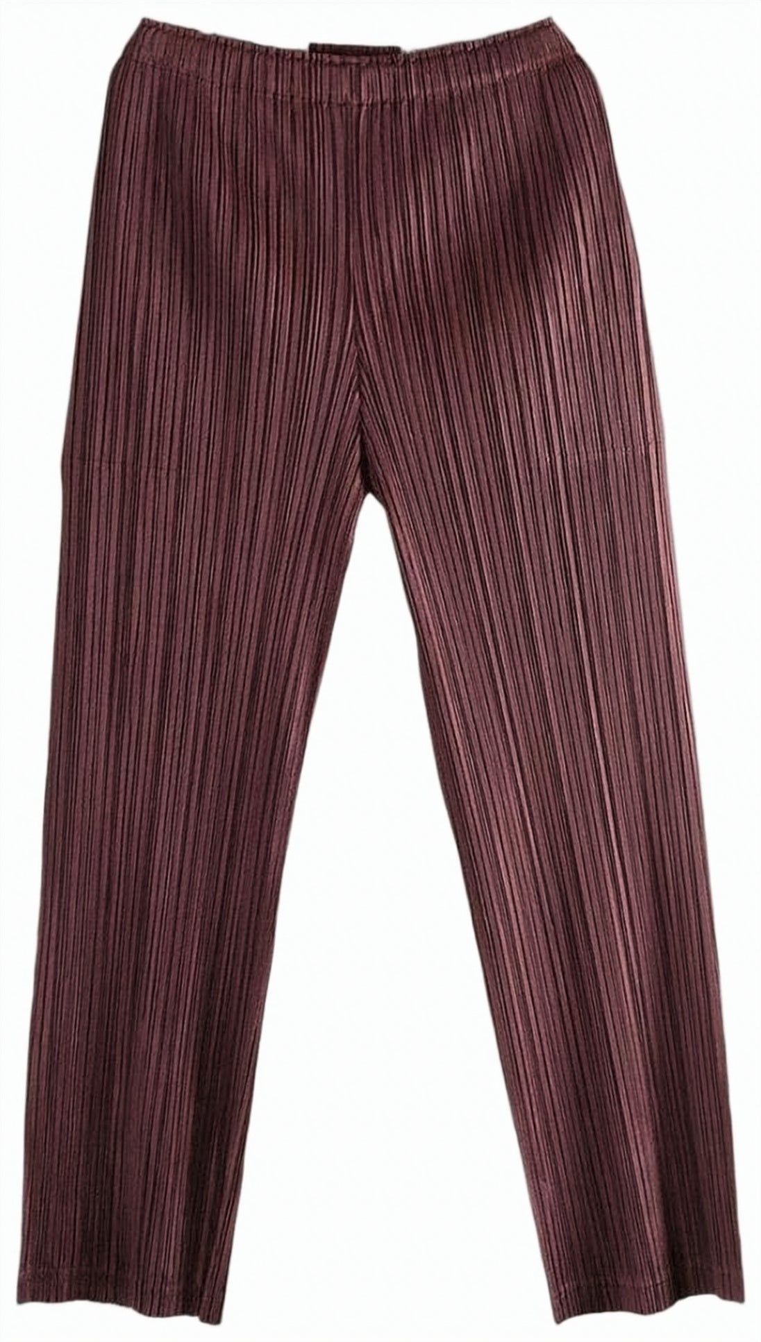 Straight-Leg Pleated Pants with Smooth Texture