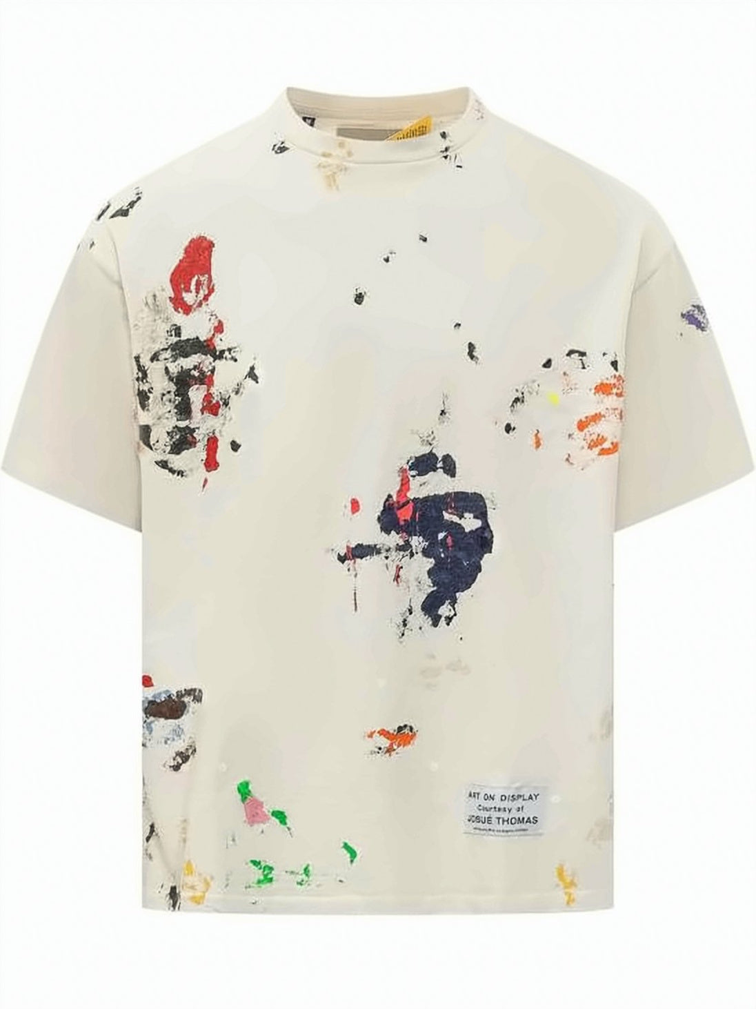 Relaxed Fit Off-White T-Shirt with Abstract Paint Splatter
