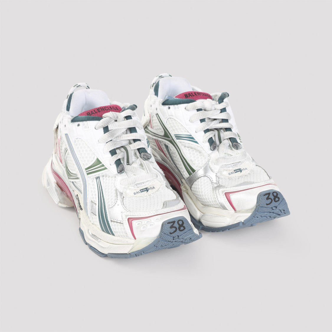 Wielokolorowe sneakersy-biegówki sznurowane