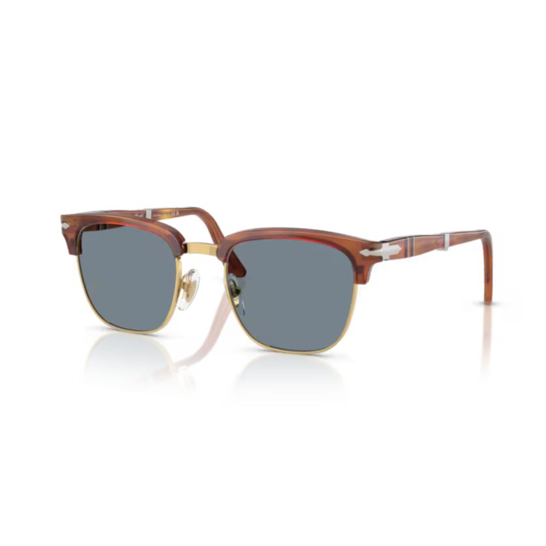 0po3375s Classic Tortoiseshell Clubmaster Sunglasses with Gold Accents