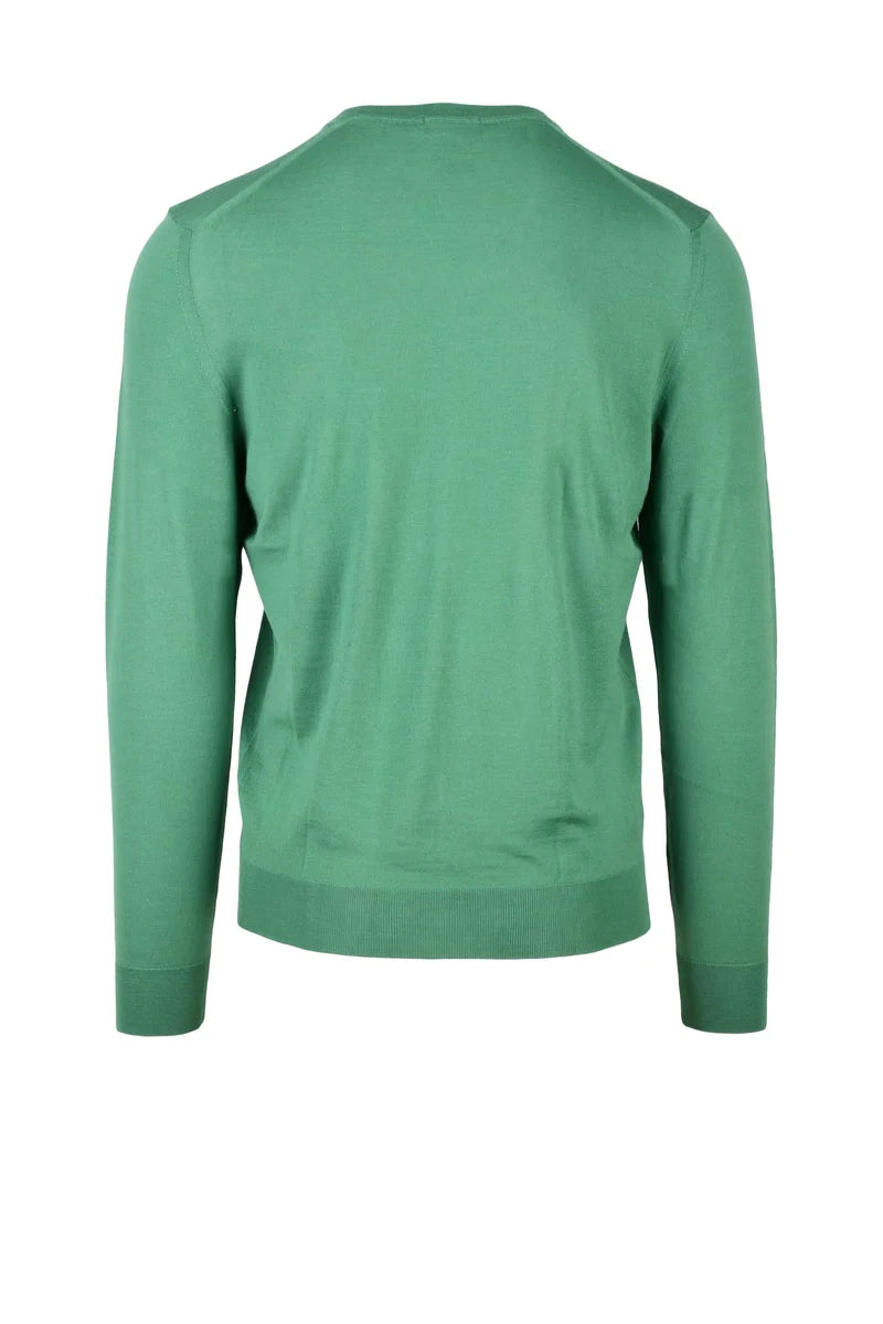 Merino Wool V-Neck Pullover - Green