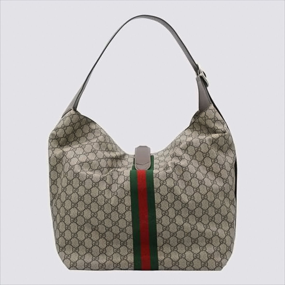 Beige Monogram Shoulder Bag with Red