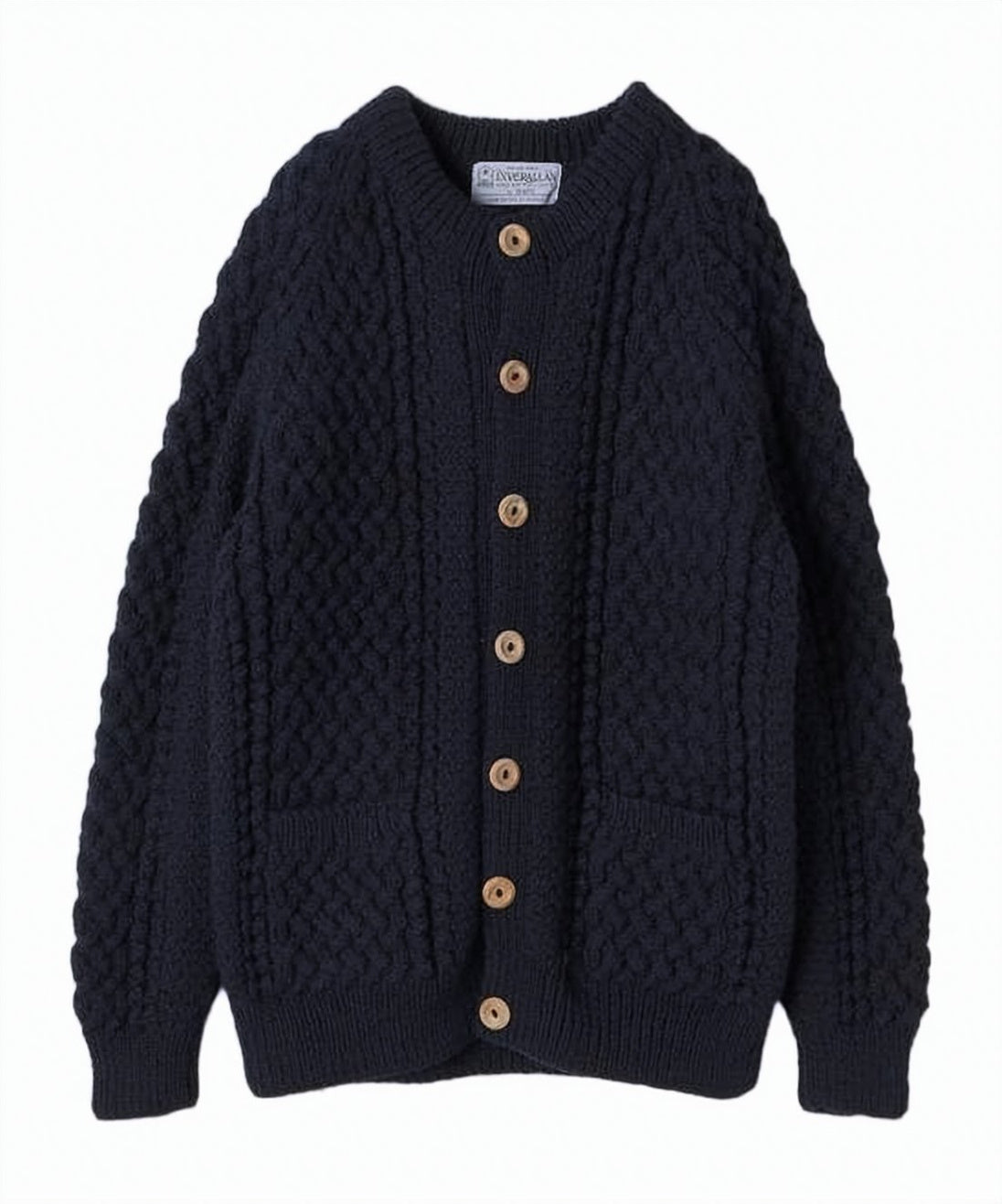Intricate Cable Knit Cardigan With Wooden Button Closures