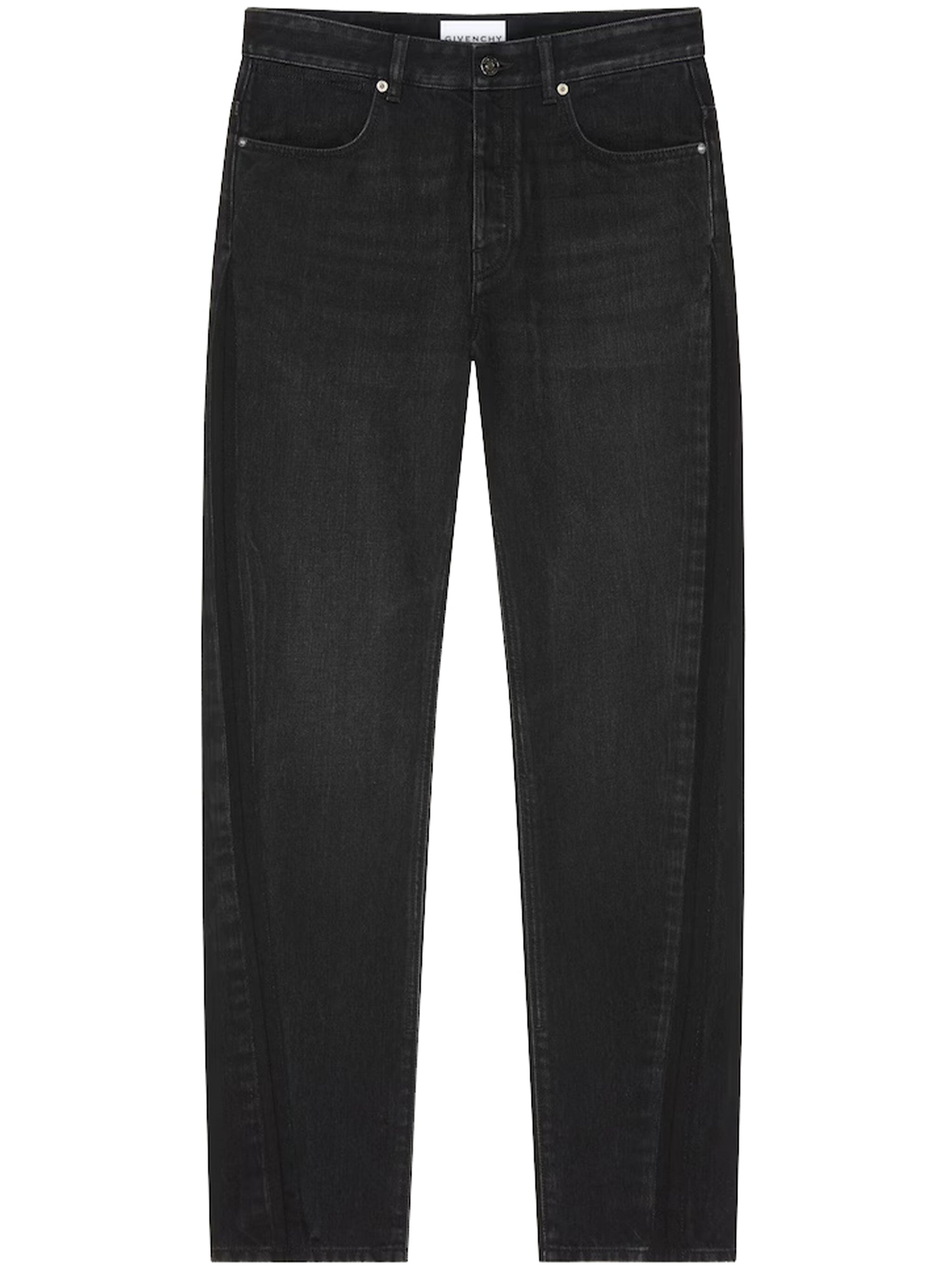 Straight Couture Seam Black Denim Jeans