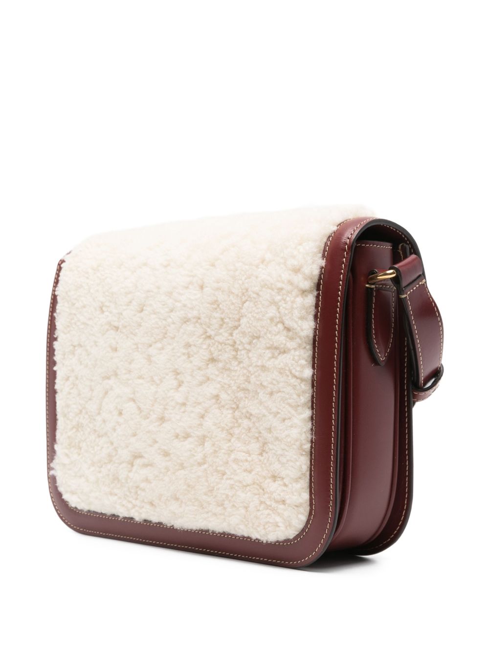 Structured Shearling And Leather Shoulder Bag