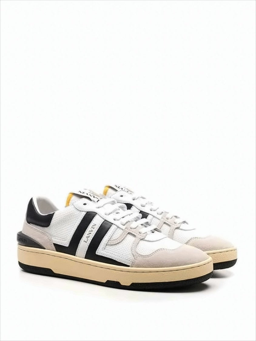 Low-Top Sneakers with Beige Suede and Black Leather Accents