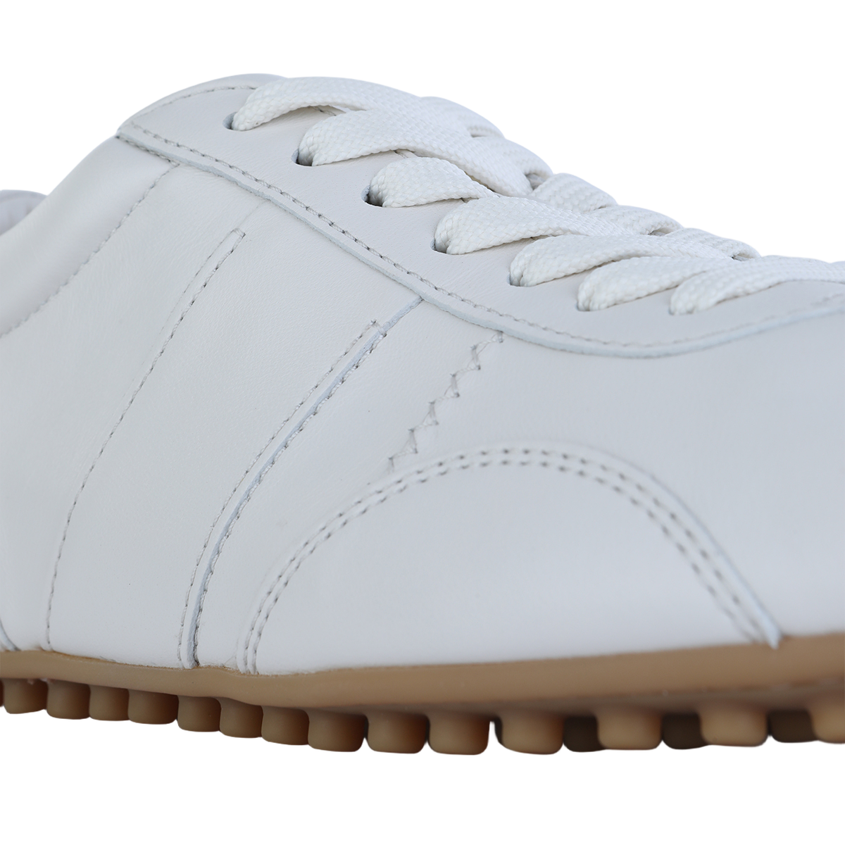White Leather Sneakers with Gum Rubber Sole