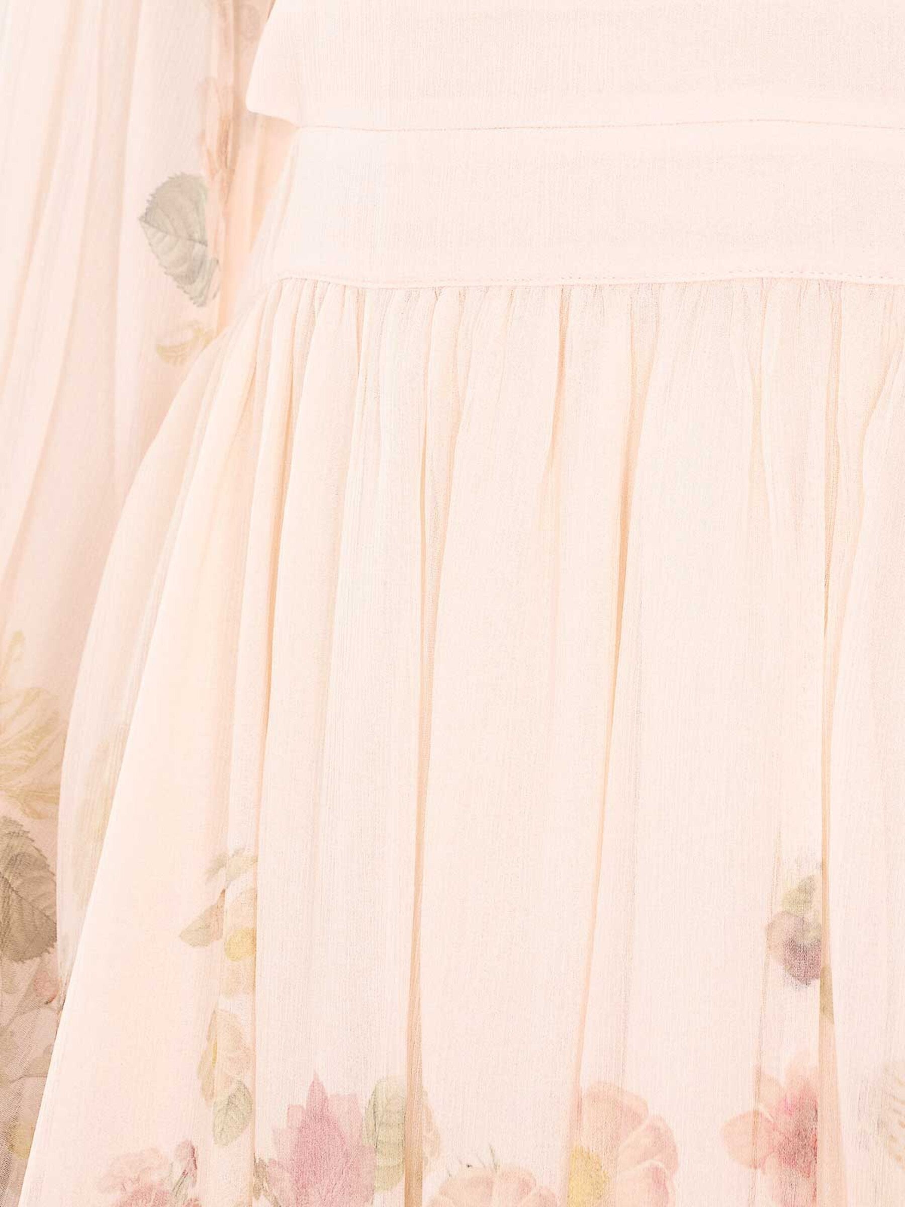 Delicate Floral Print Mini Dress with Puff Sleeves
