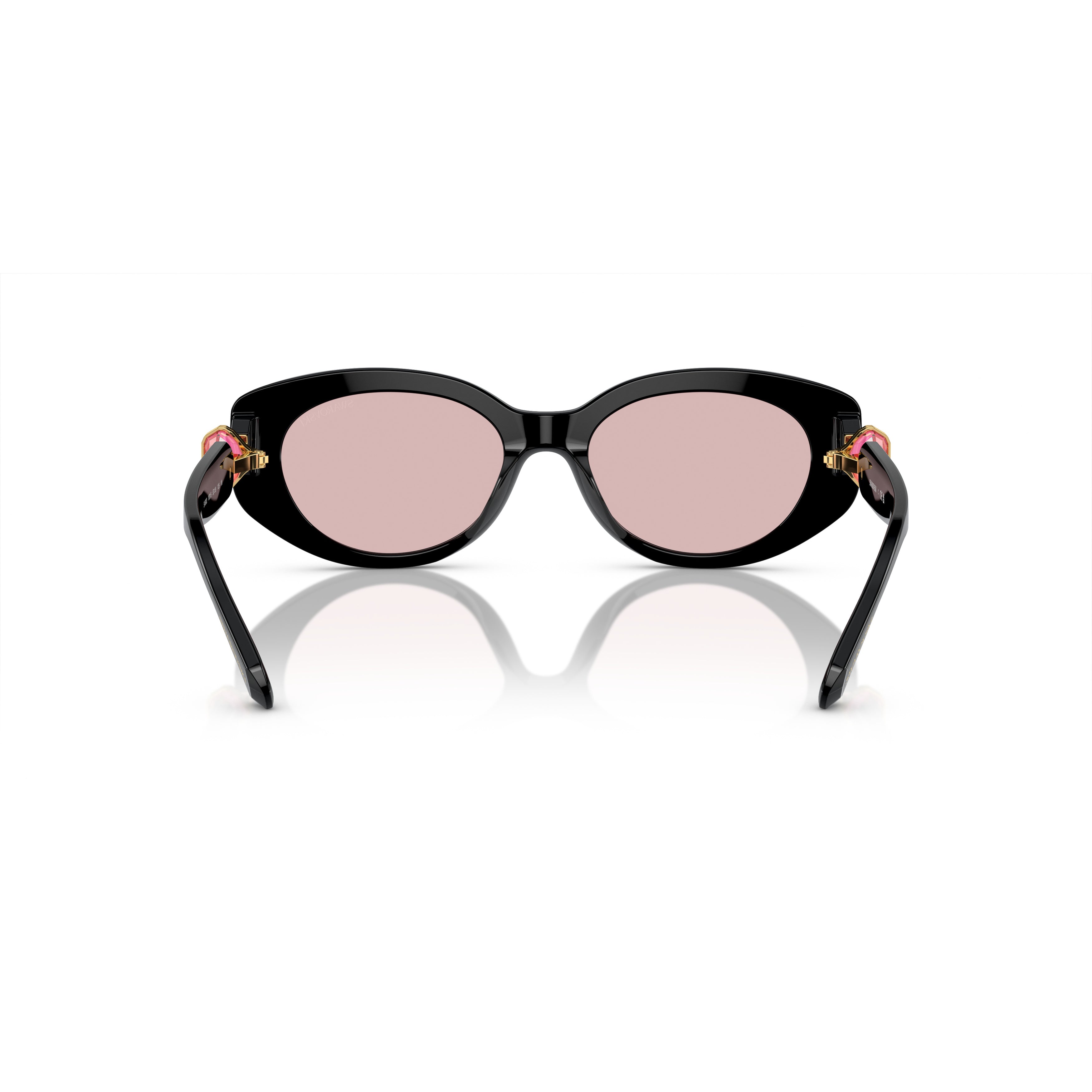 0Sk6002 Oversized Black Acetate Sunglasses with Pink Crystal Accents