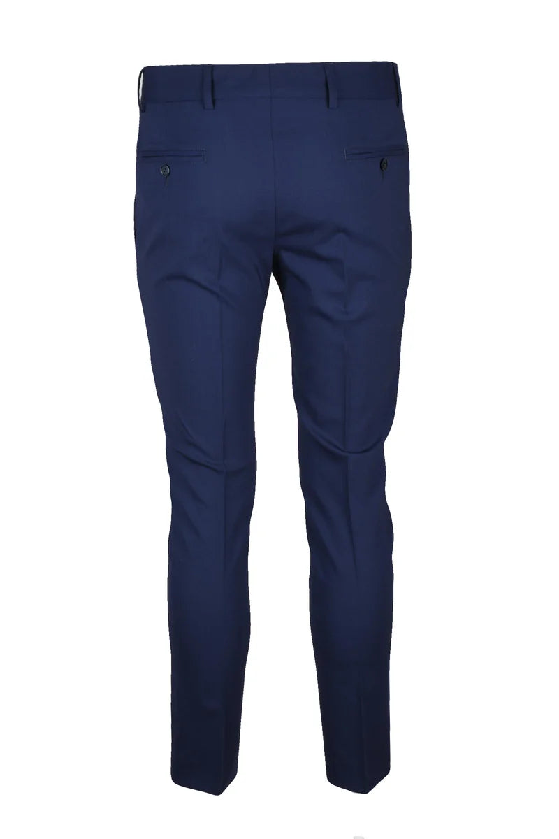 Wool Stretch Trousers - Blue