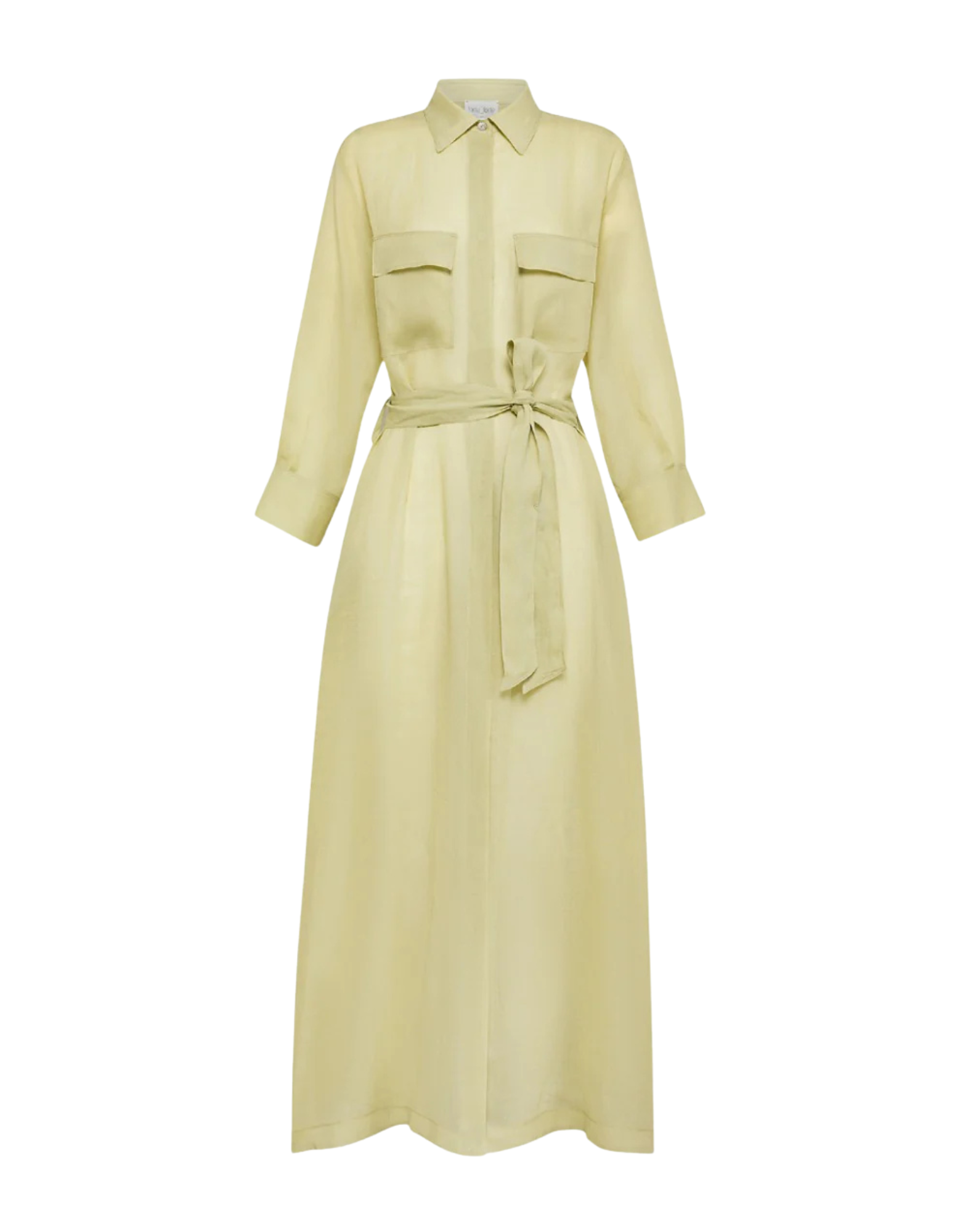 Green Cupro Shirt Dress With Belt