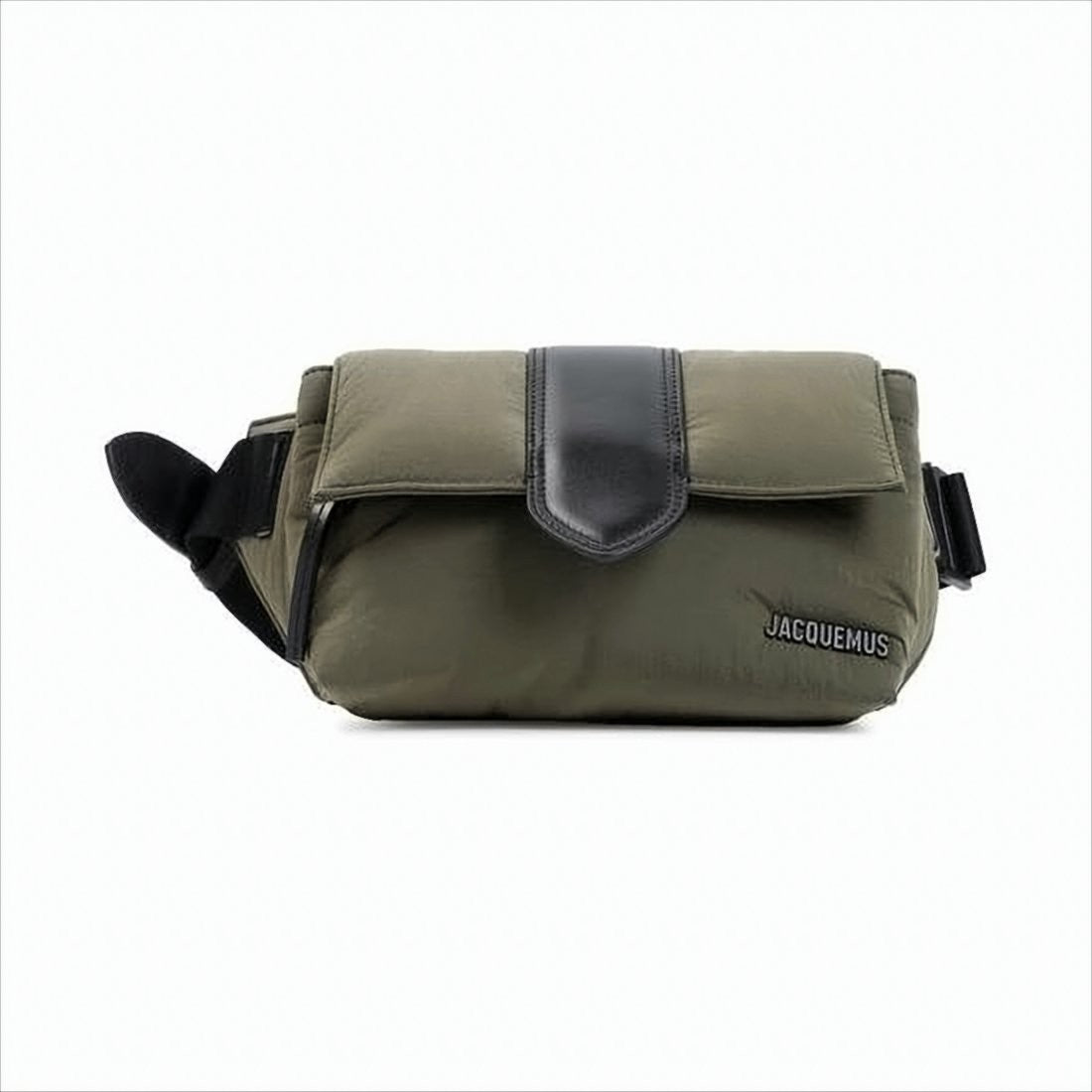 Structured Green Polyamide Belt Bag with Leather Accents