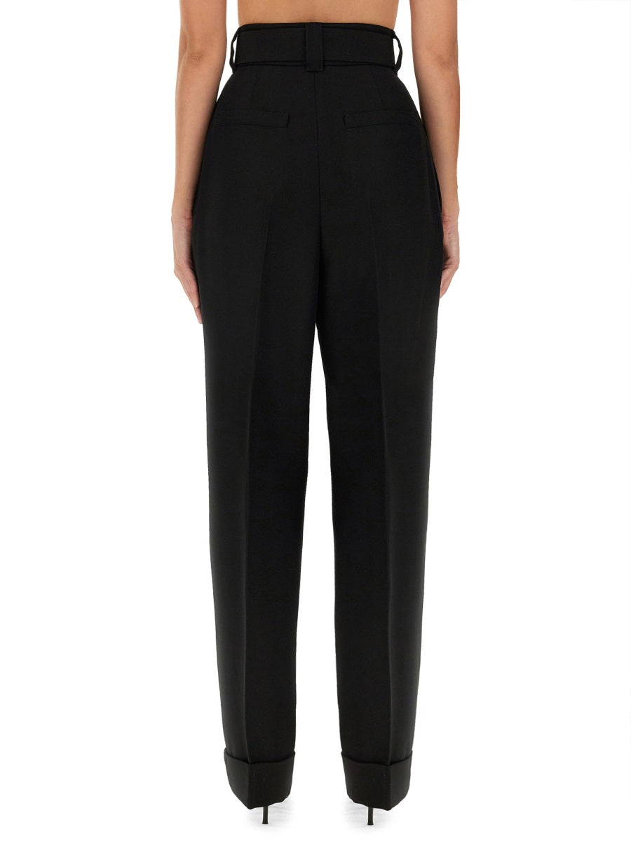 Tailored Virgin Wool Pants with Straight Leg Silhouette