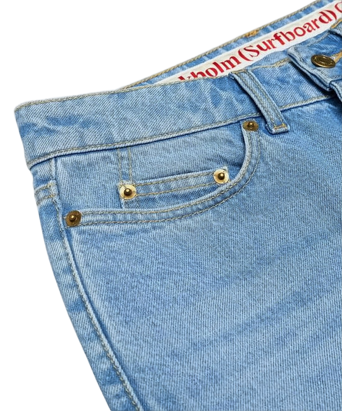 Light Blue Denim Pants with Flared Leg