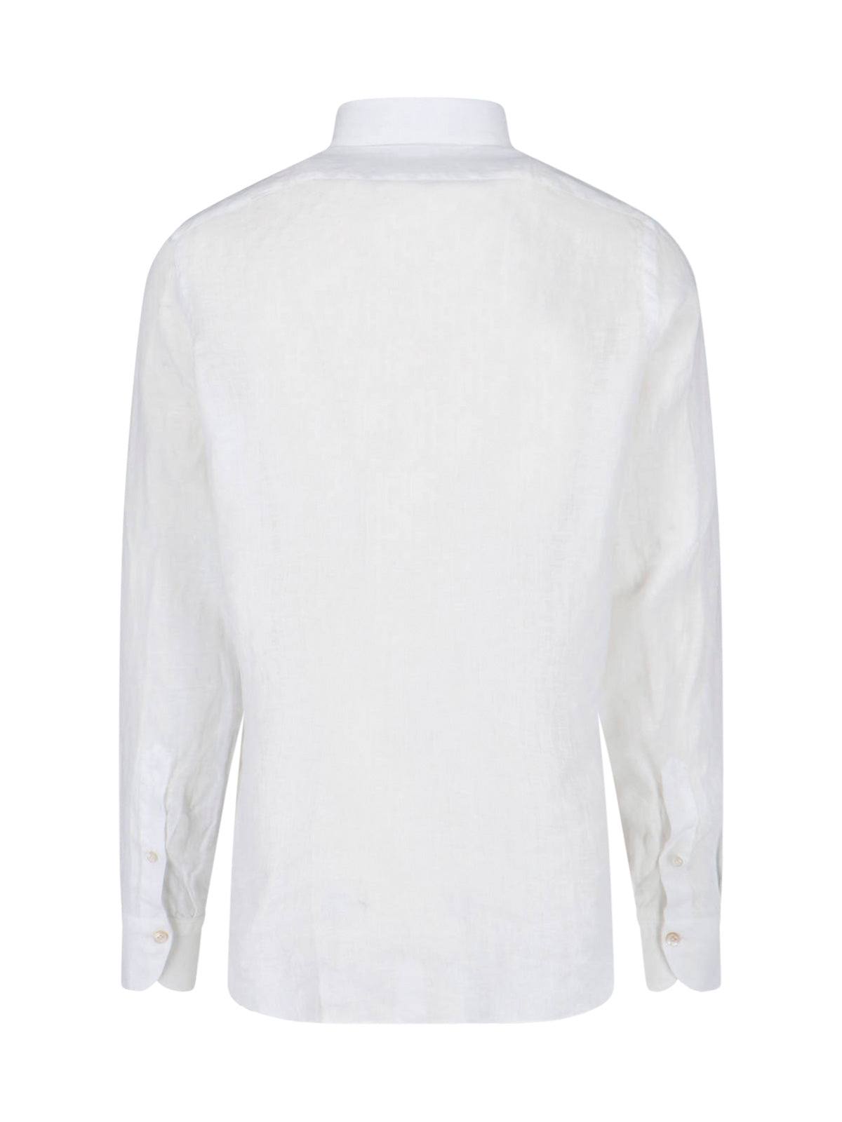 White Gaeta Traditional Collar Linen Shirt