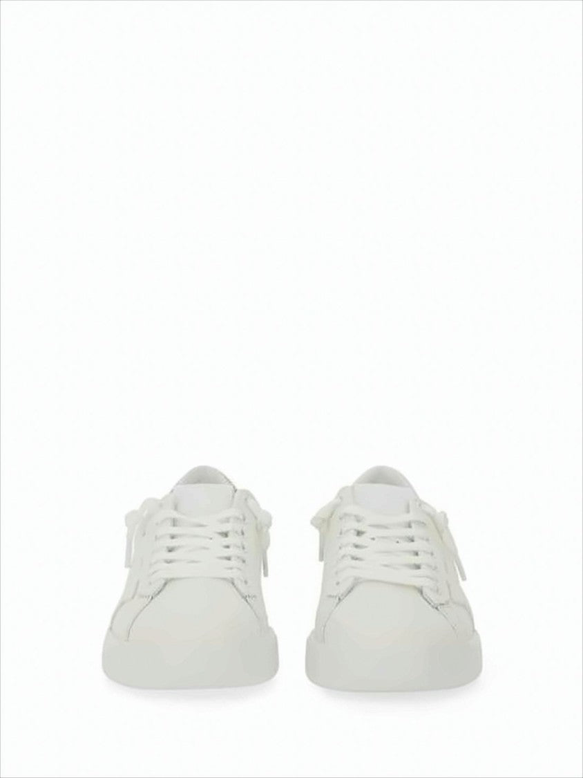 Smooth Leather Low-Top Sneakers With Tonal Star Accents
