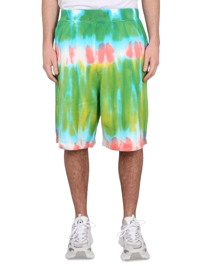 Bermuda Shorts With Vibrant Tie-Dye Pattern