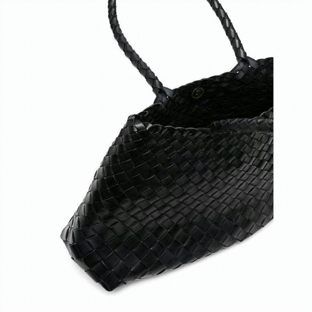 Woven Black Buffalo Leather Tote Bag