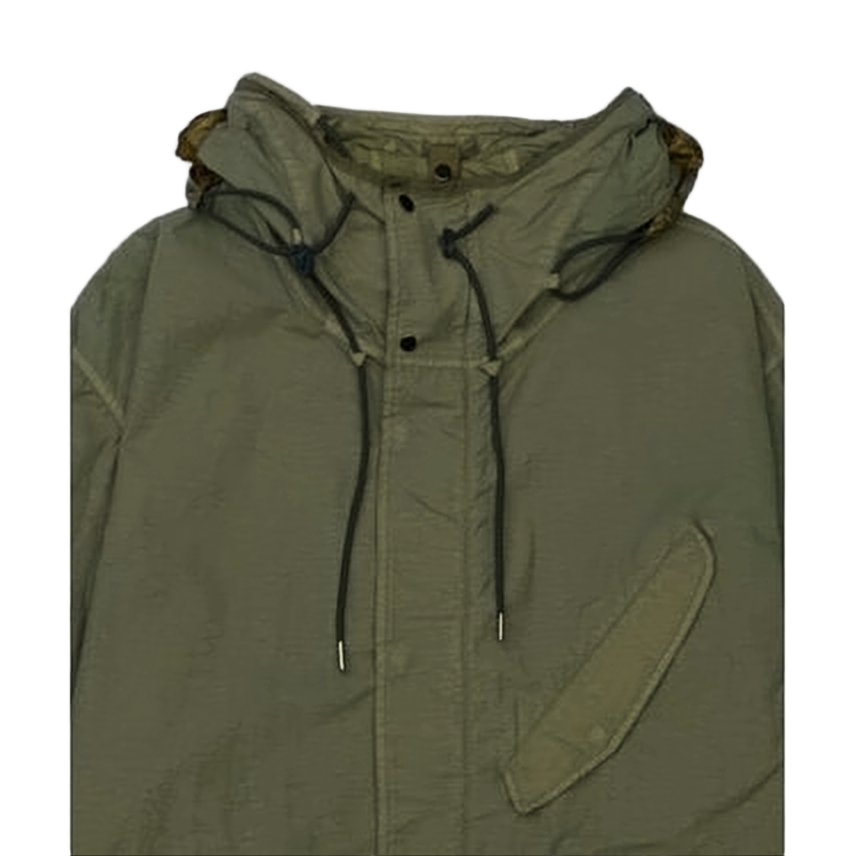 Muted Olive Green Tropical Wool Parka