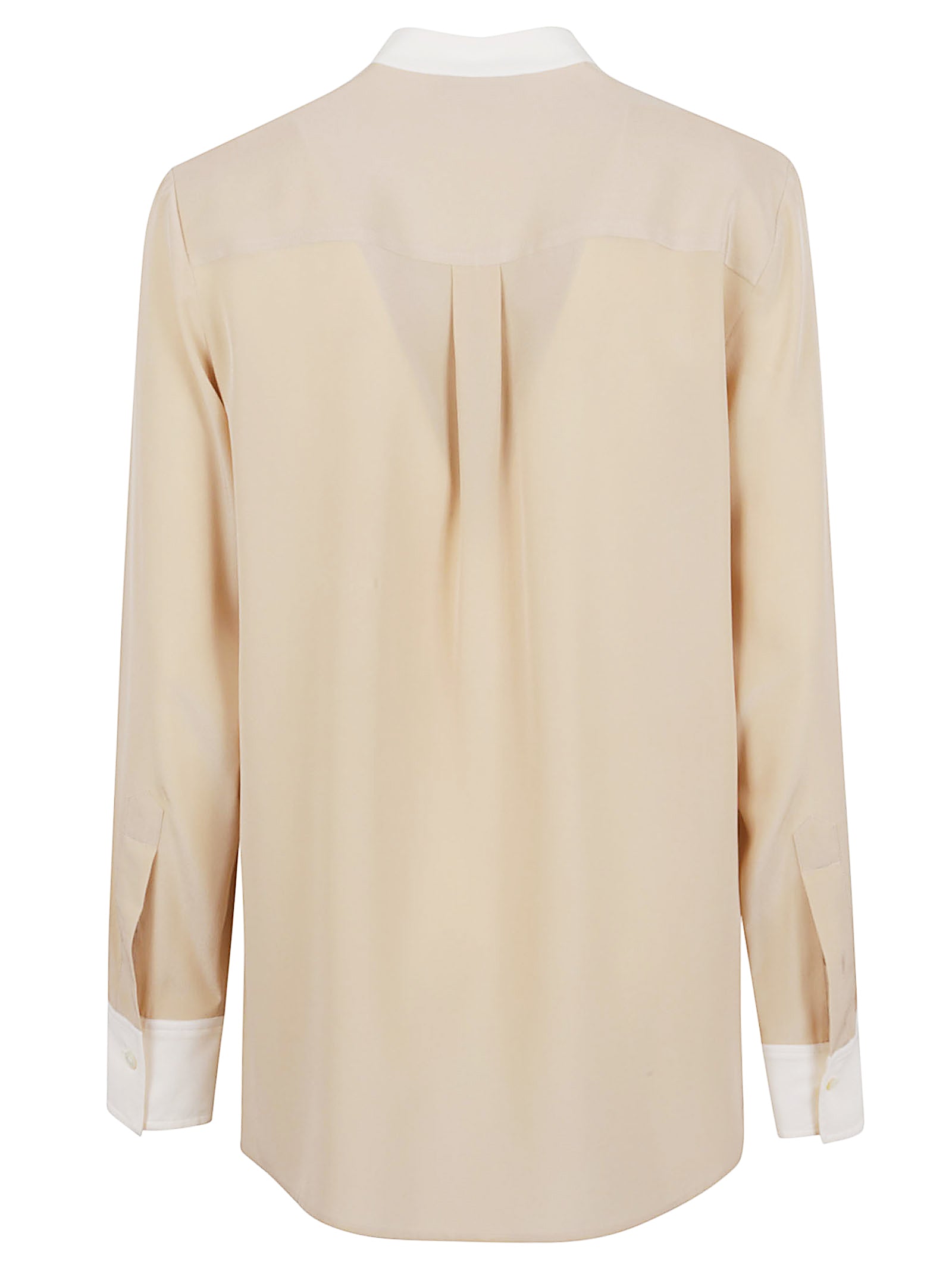 Soft Beige Silk Shirt With White Accents