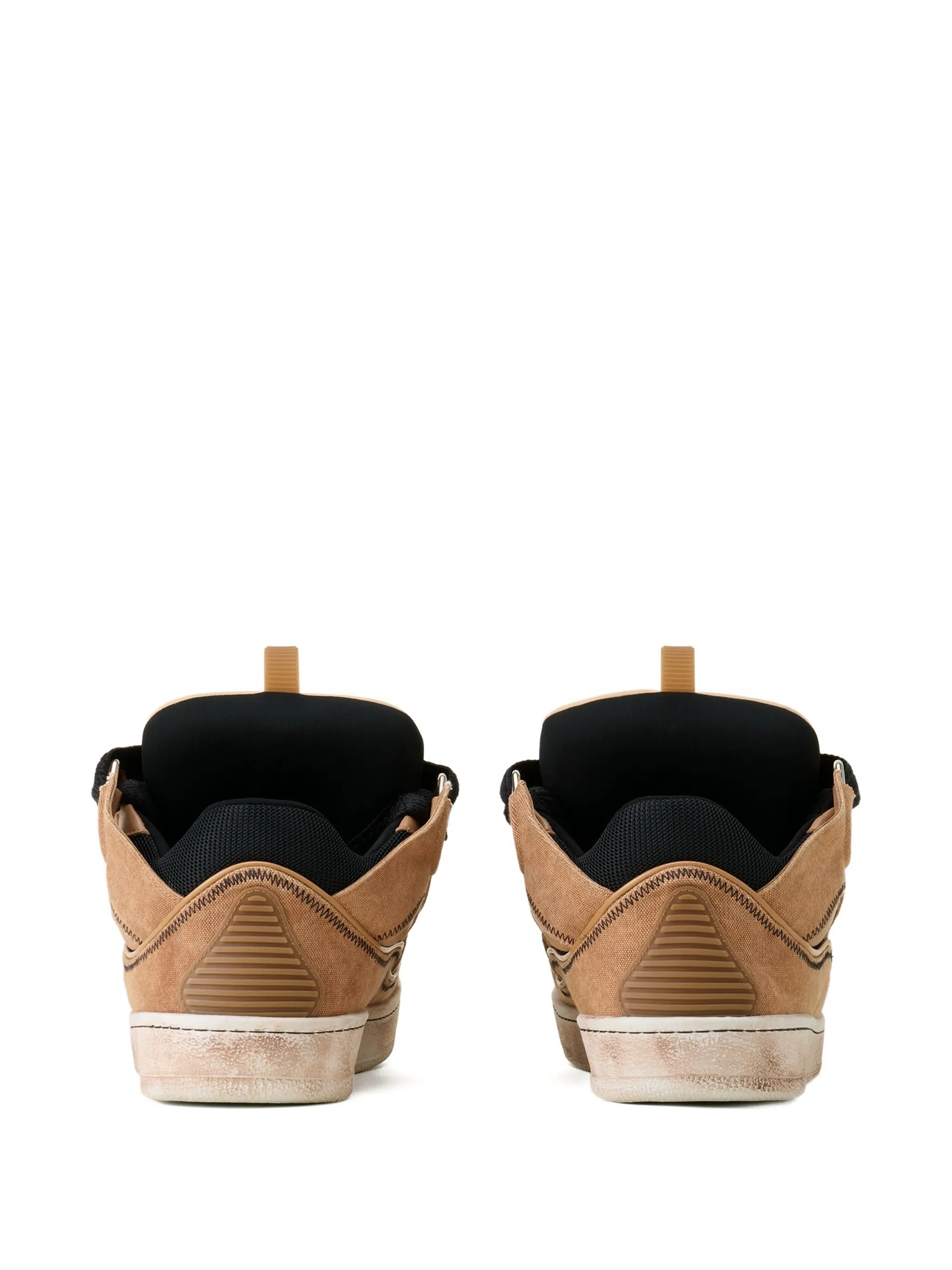 Brown Curb Sneakers Suede Mesh Sneakers
