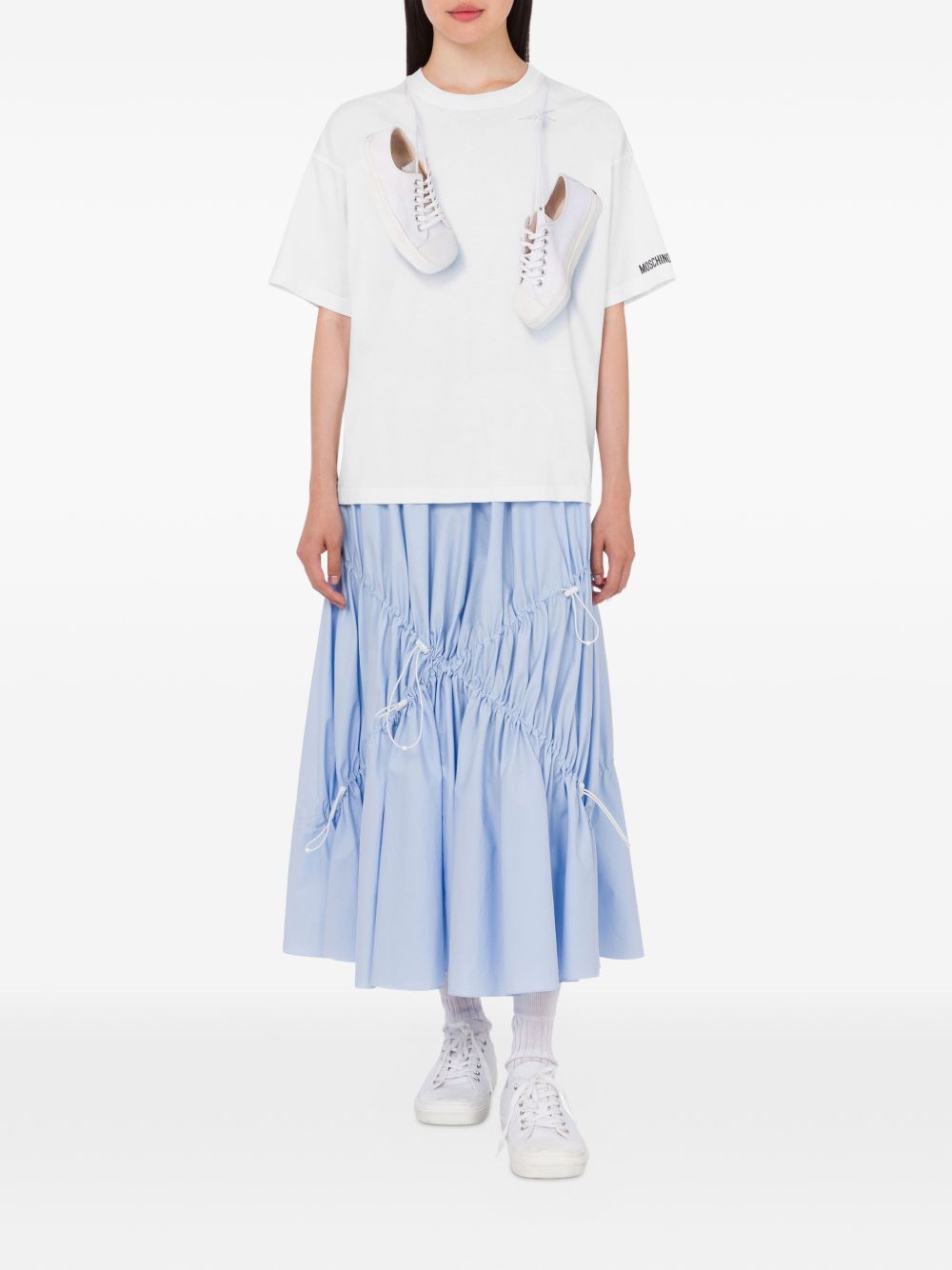 Light Blue Voluminous Skirt With Ruched Detailing