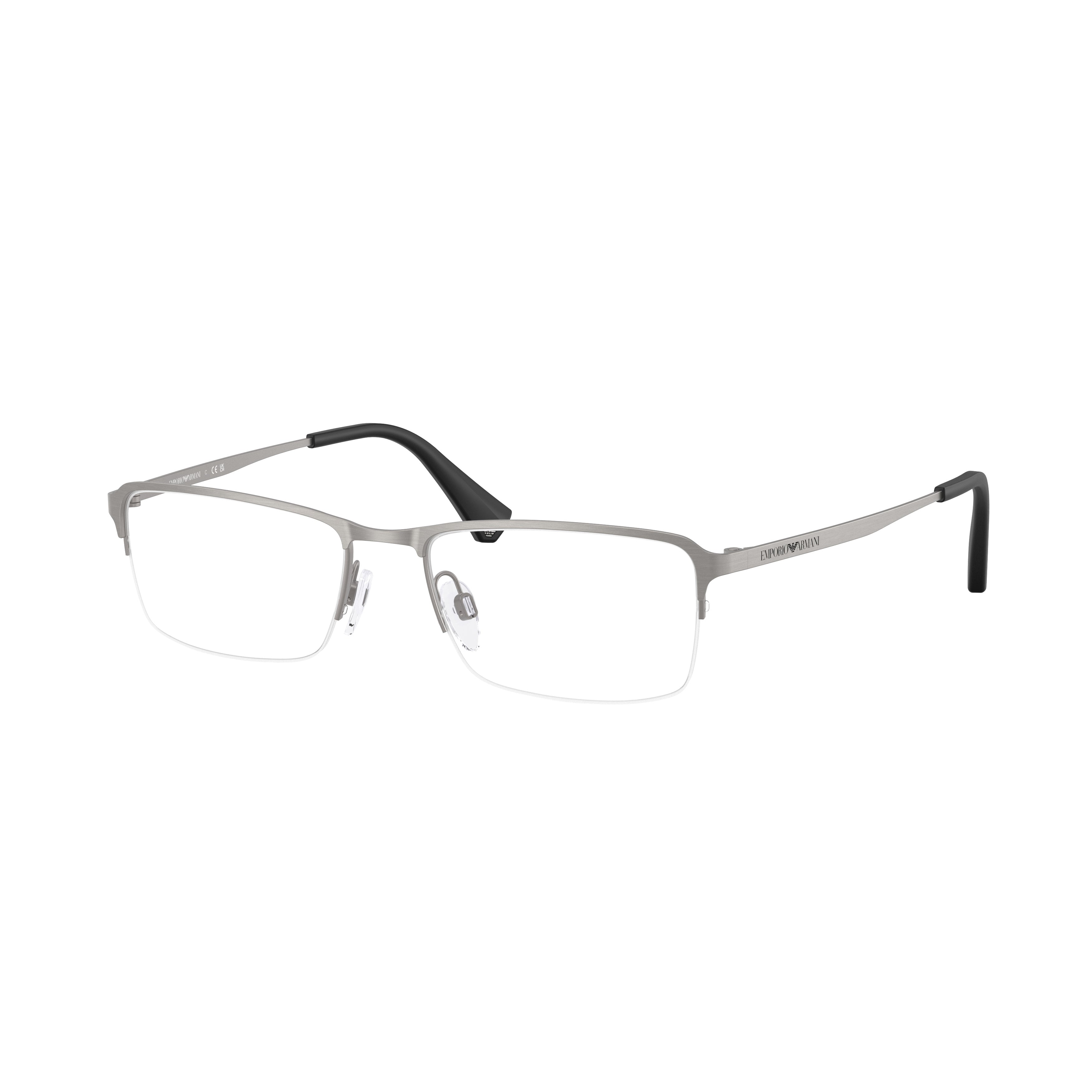 0ea1044td Rectangular Half-Rim Eyeglasses in Matte Silver Titanium