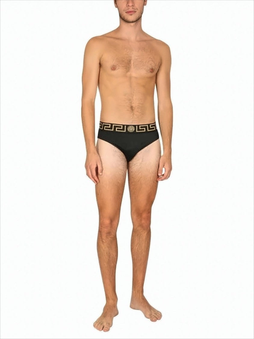 Swimwear with Bold Greek Key Pattern
