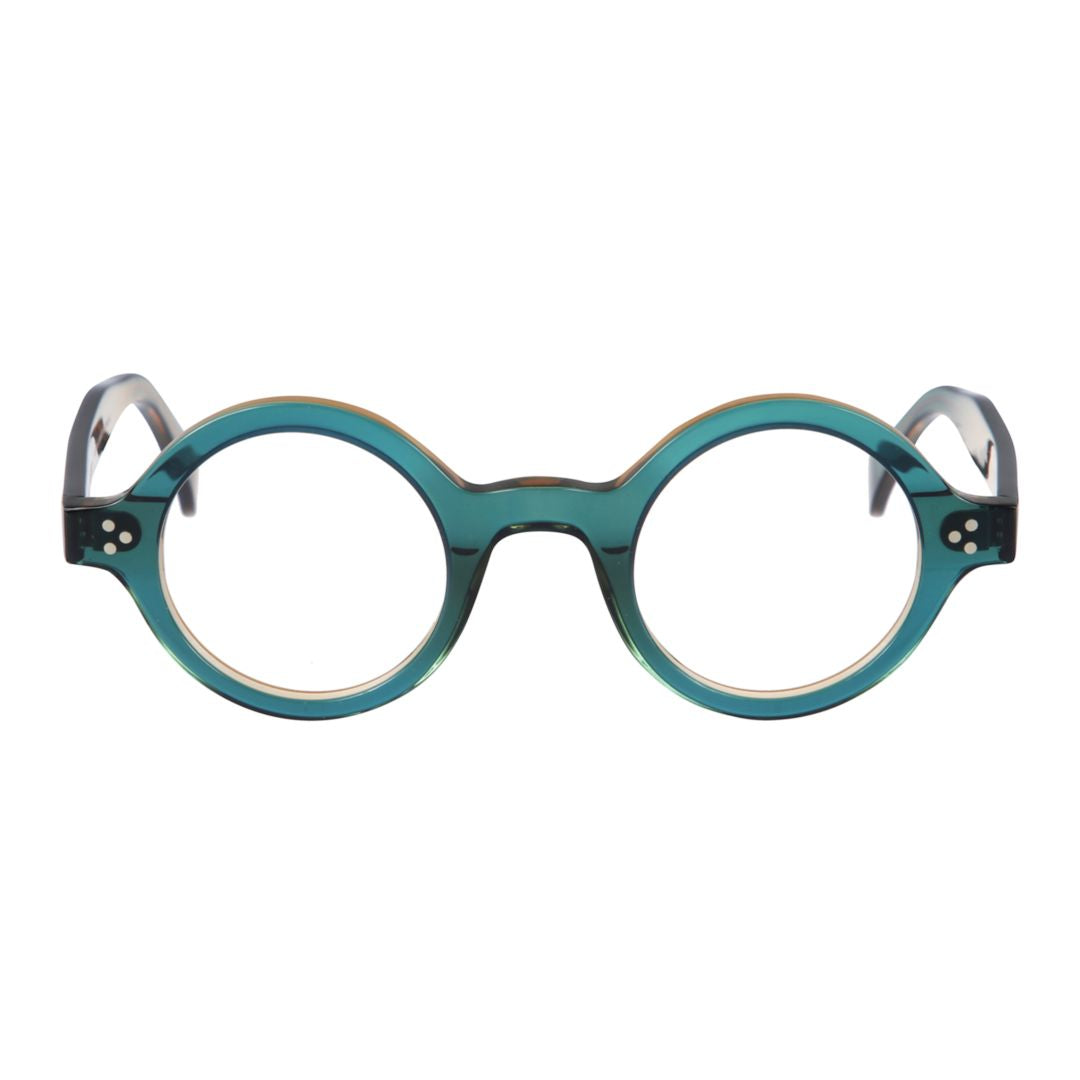 Arkistar/K-45 Translucent Teal Round Frame Sunglasses