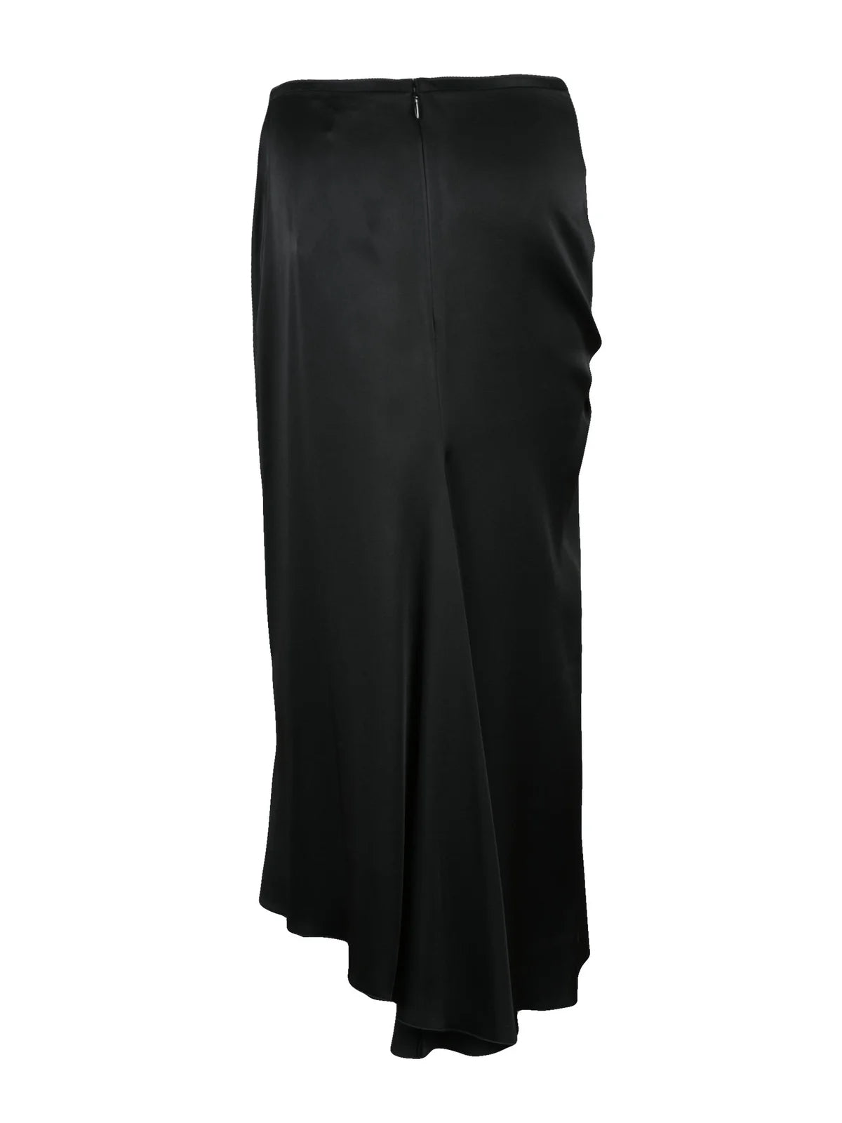 Black Satin Acetate Viscose Long Skirt