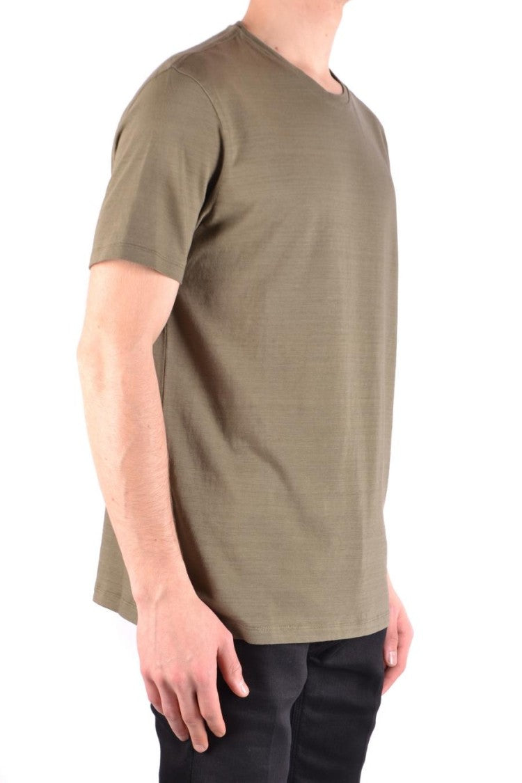 Olive Green Cotton T-Shirt With Graphic Detail