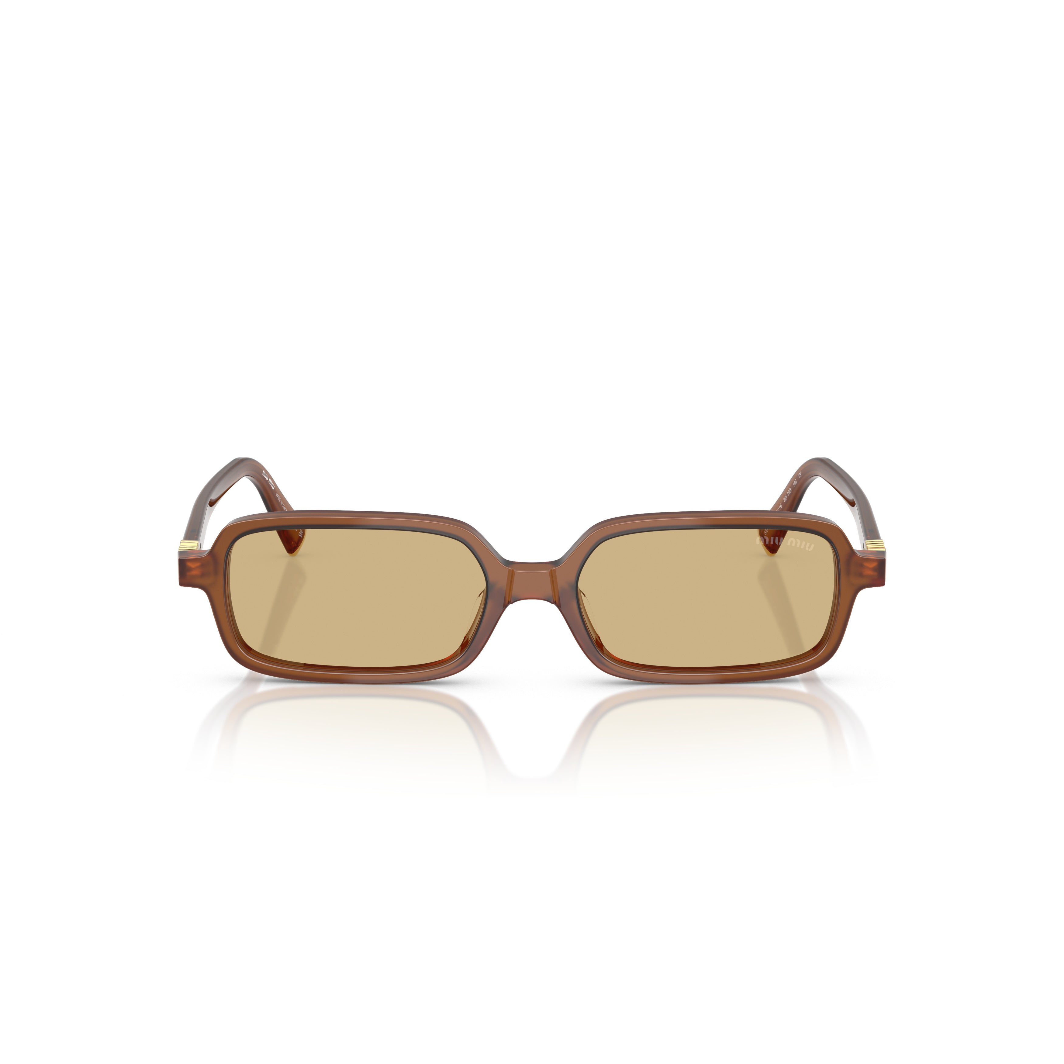 0mu 11zs Translucent Brown Acetate Rectangular Sunglasses