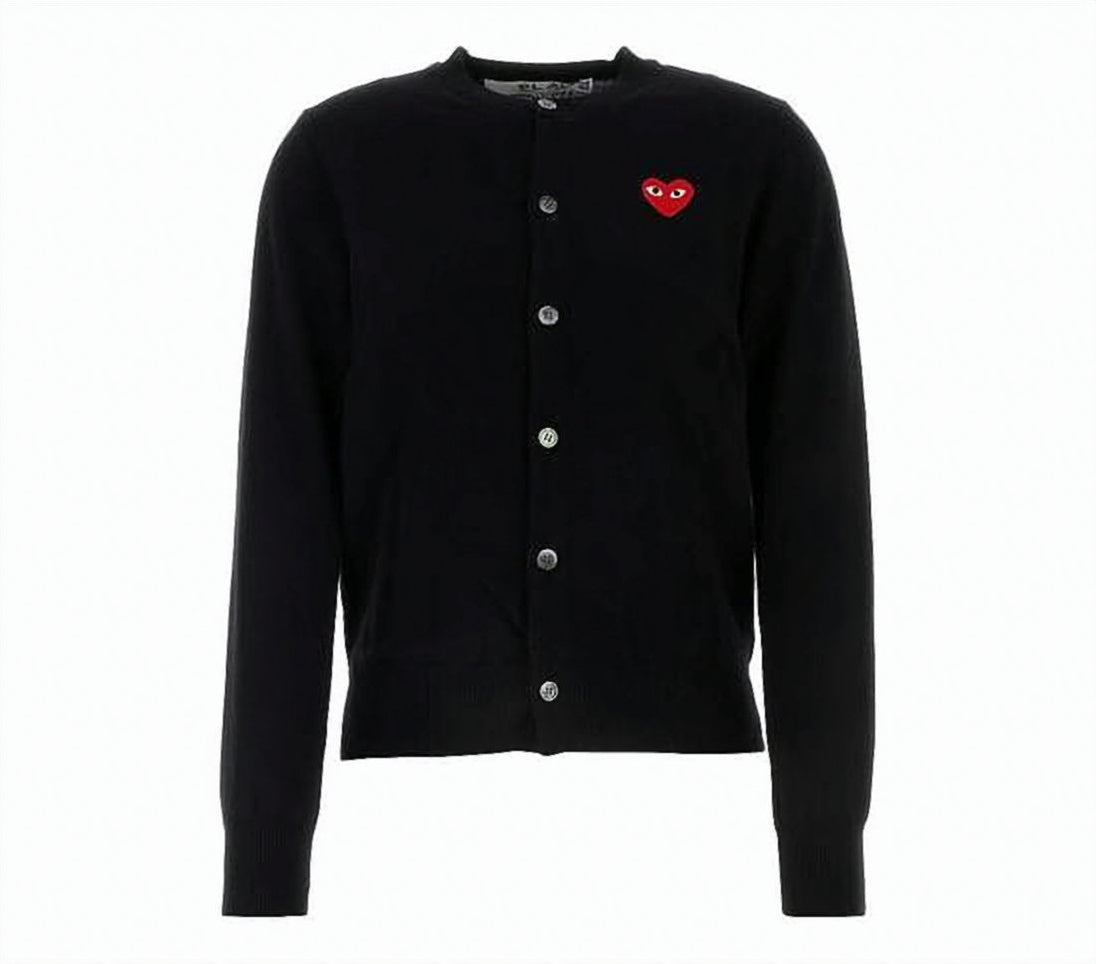 Black Wool Cardigan With Button-Up Design