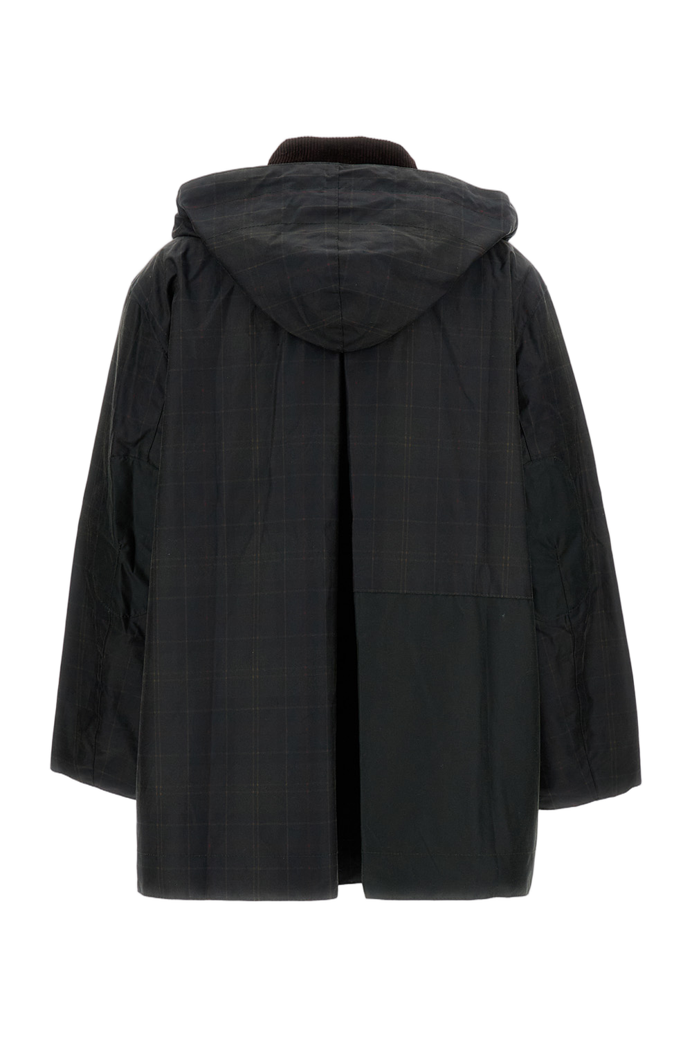 Ganni-Style Tartan Duffle Coat With Large Corduroy Collar